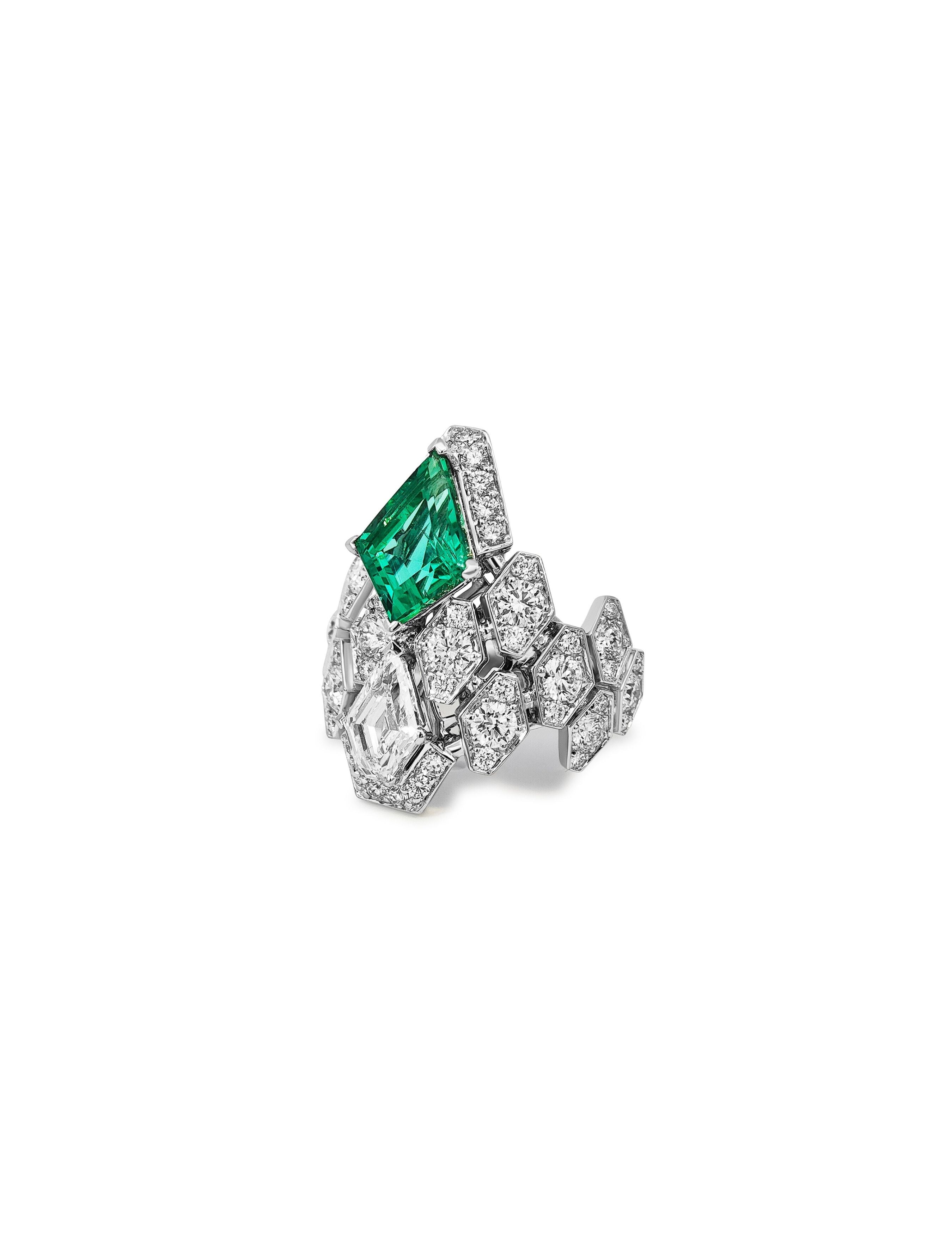 2.45ct Emerald Kite Diamond Ring