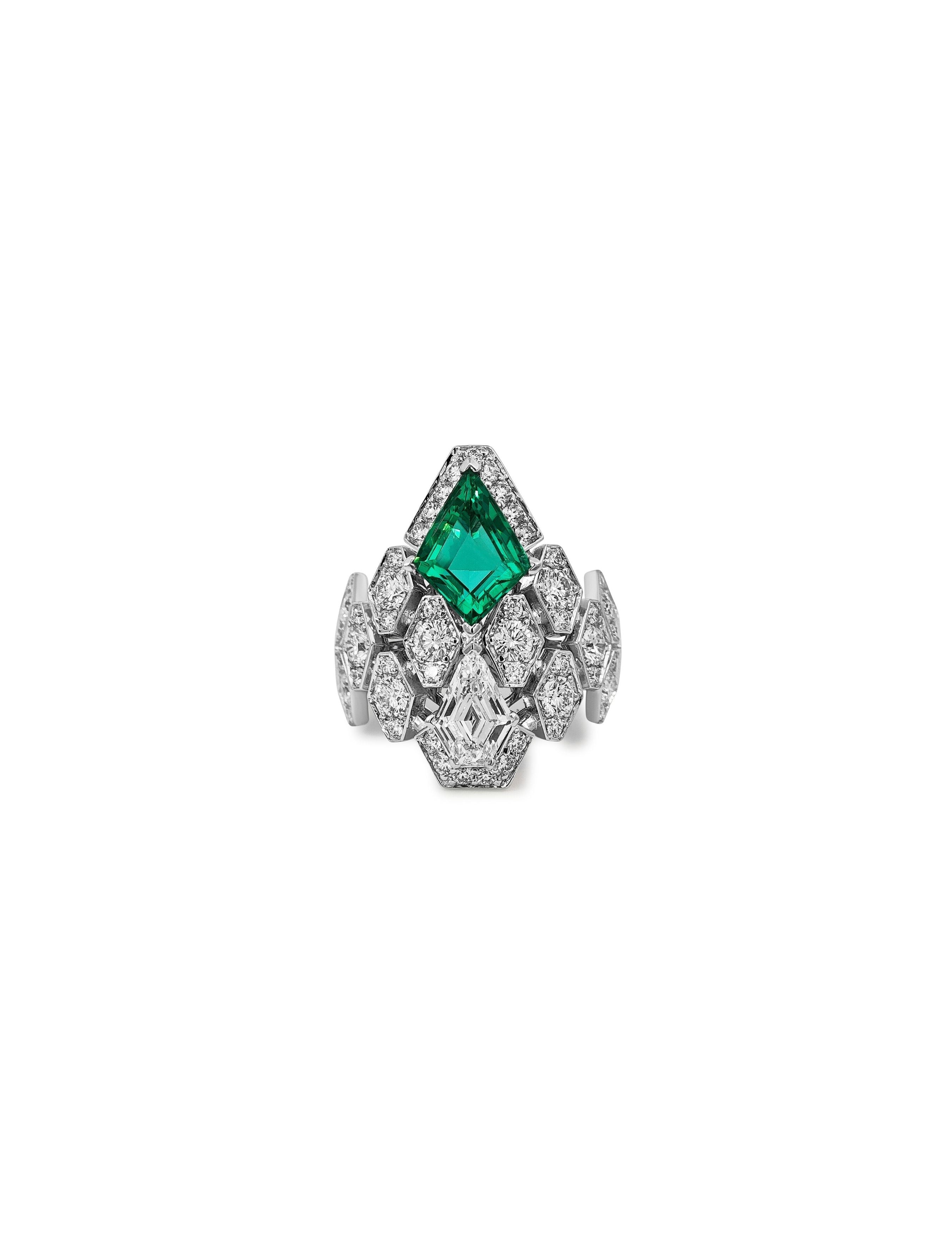 2.45ct Emerald Kite Diamond Ring