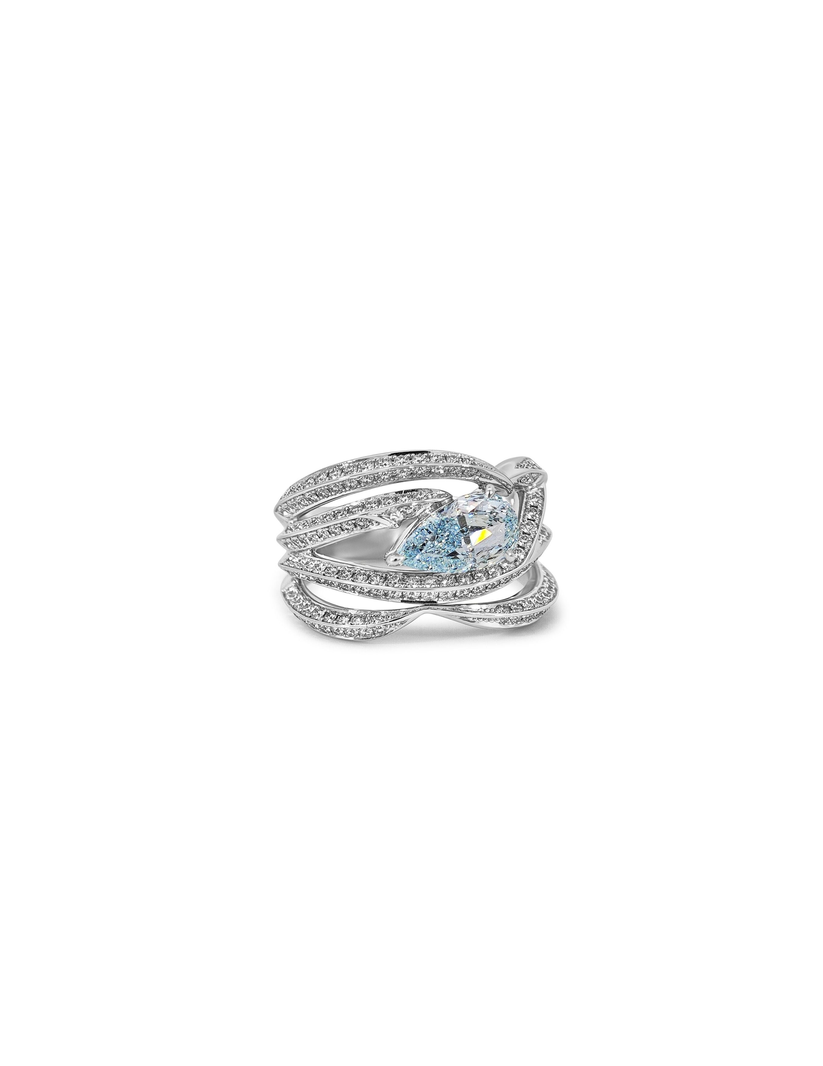 1.186ct Blue Diamond Claw Pave Ring