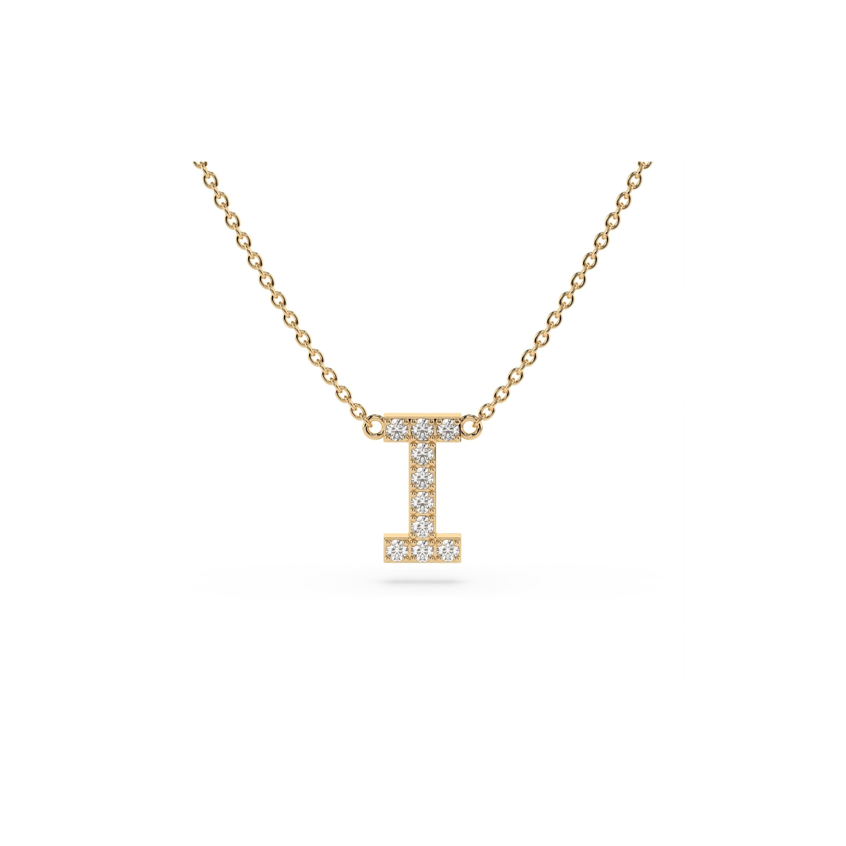 Initial Diamond Necklace in Yellow Gold