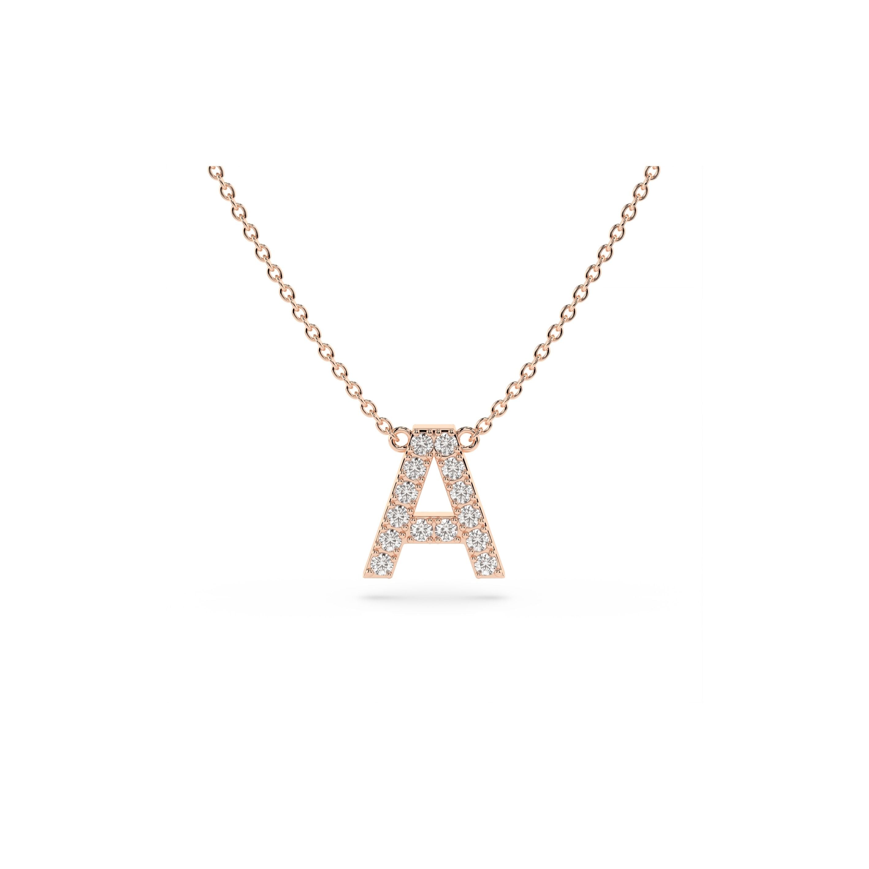 Initial Diamond Necklace in Rose Gold