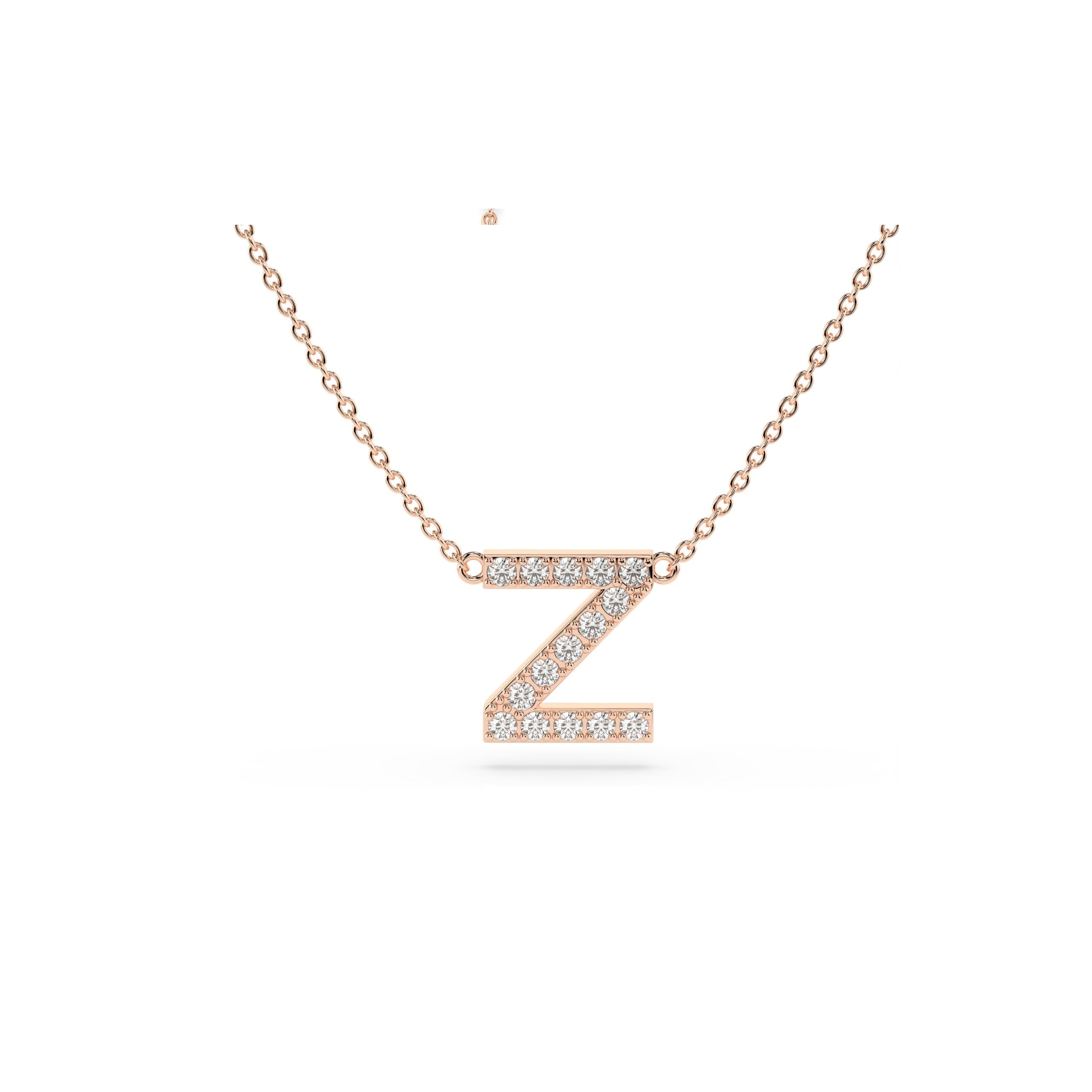 Initial Diamond Necklace in Rose Gold