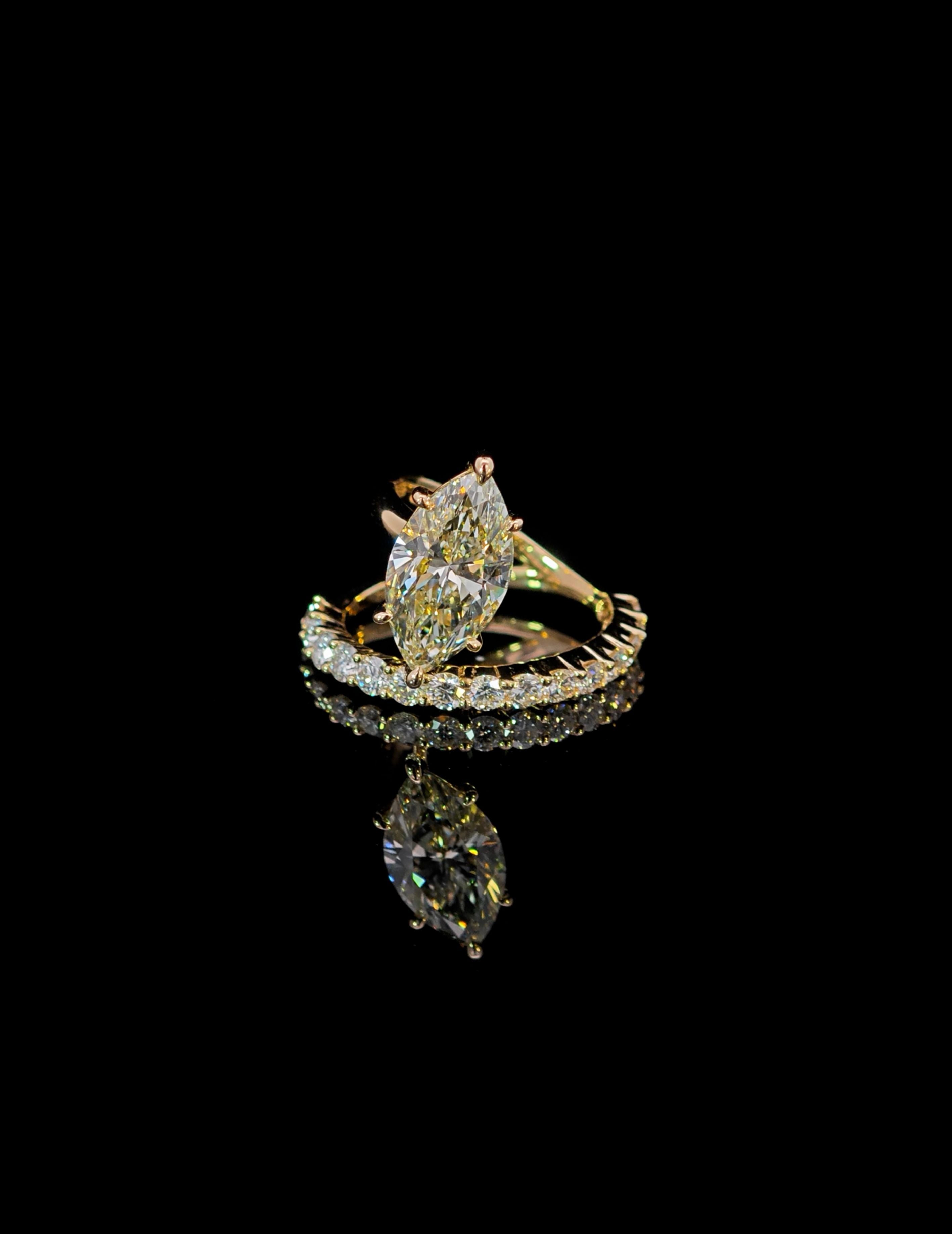 3.0ct Green Diamond Marquise Ring