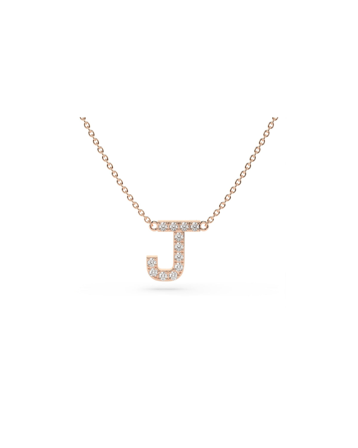 Initial Diamond Necklace in Rose Gold