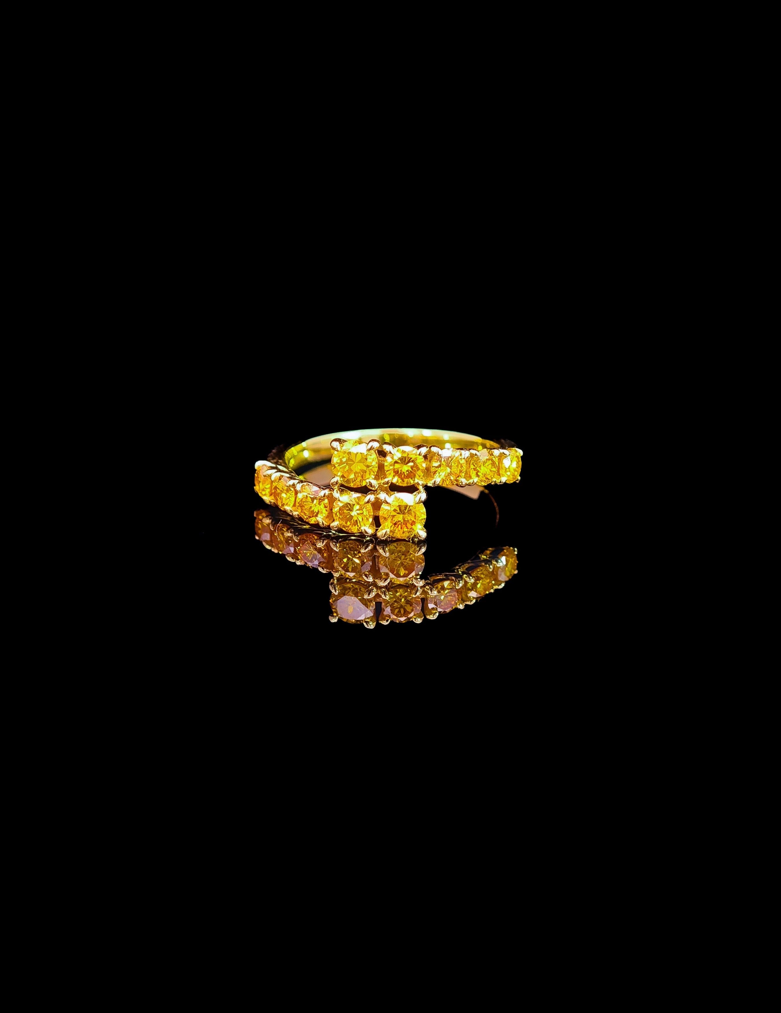 Yellow Orange Diamond Twine Ring