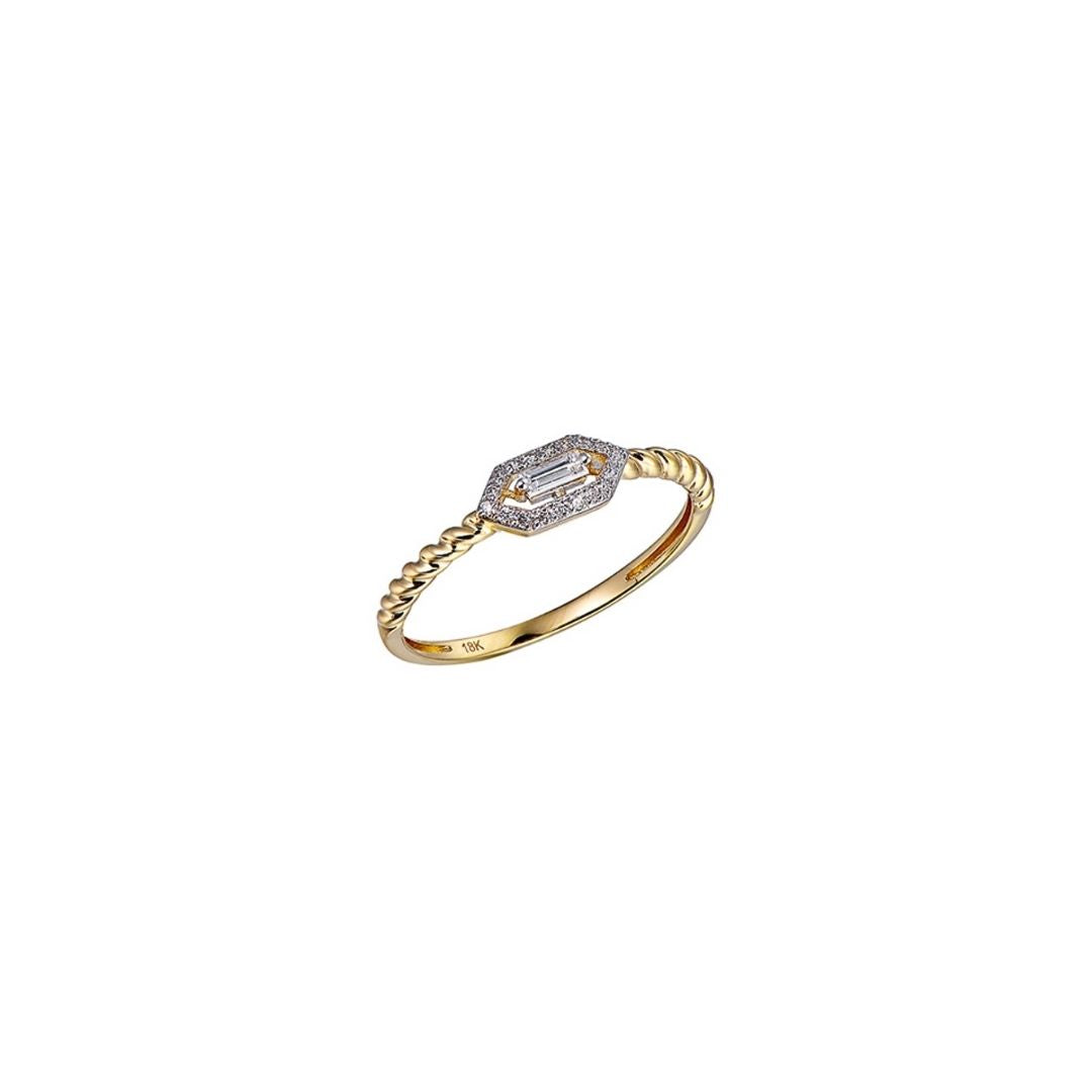 Baguette Twisted Honey Comb Ring