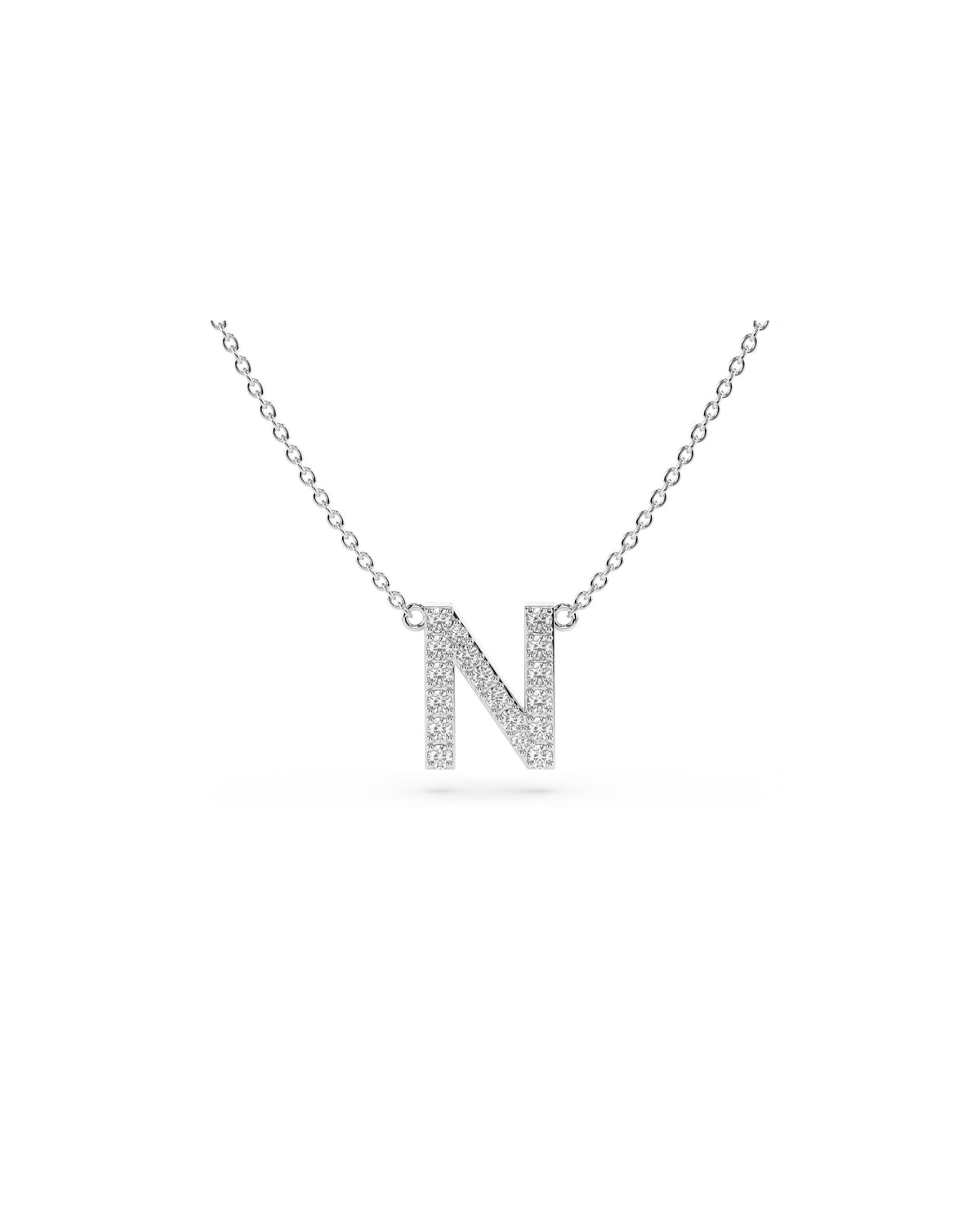 Initial Diamond Necklace in White Gold