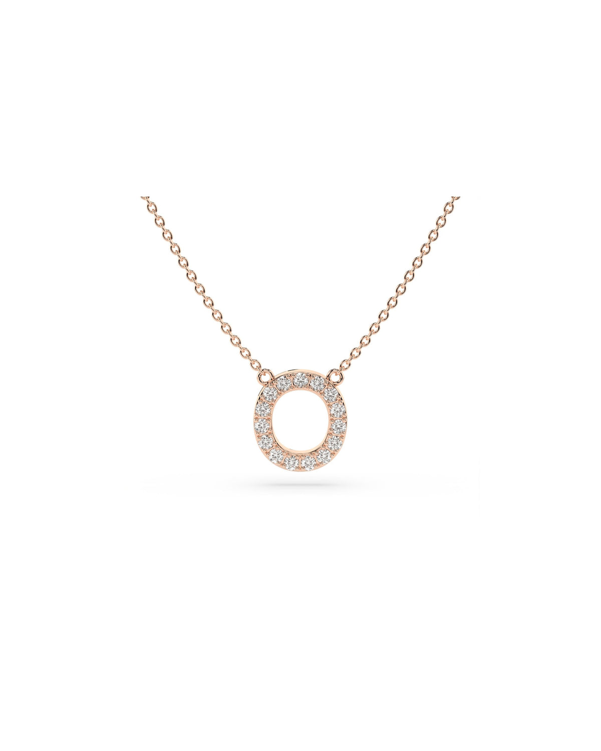 Initial Diamond Necklace in Rose Gold