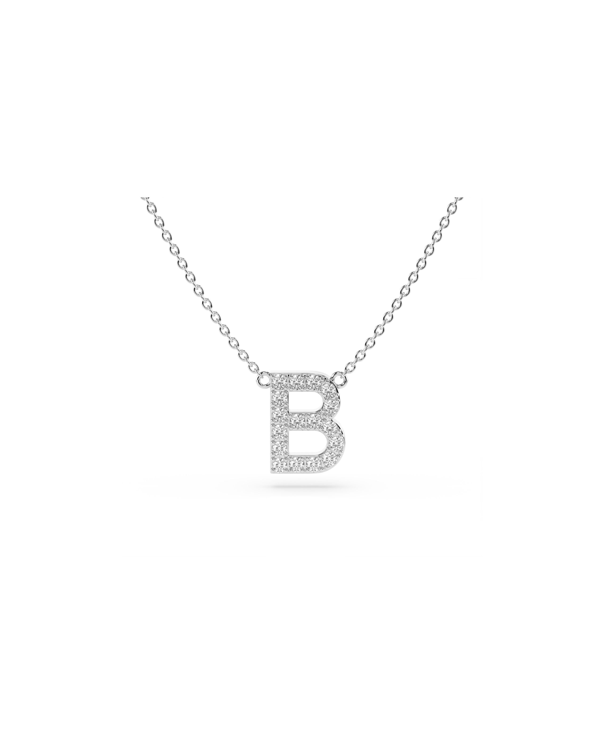 Initial Diamond Necklace in White Gold