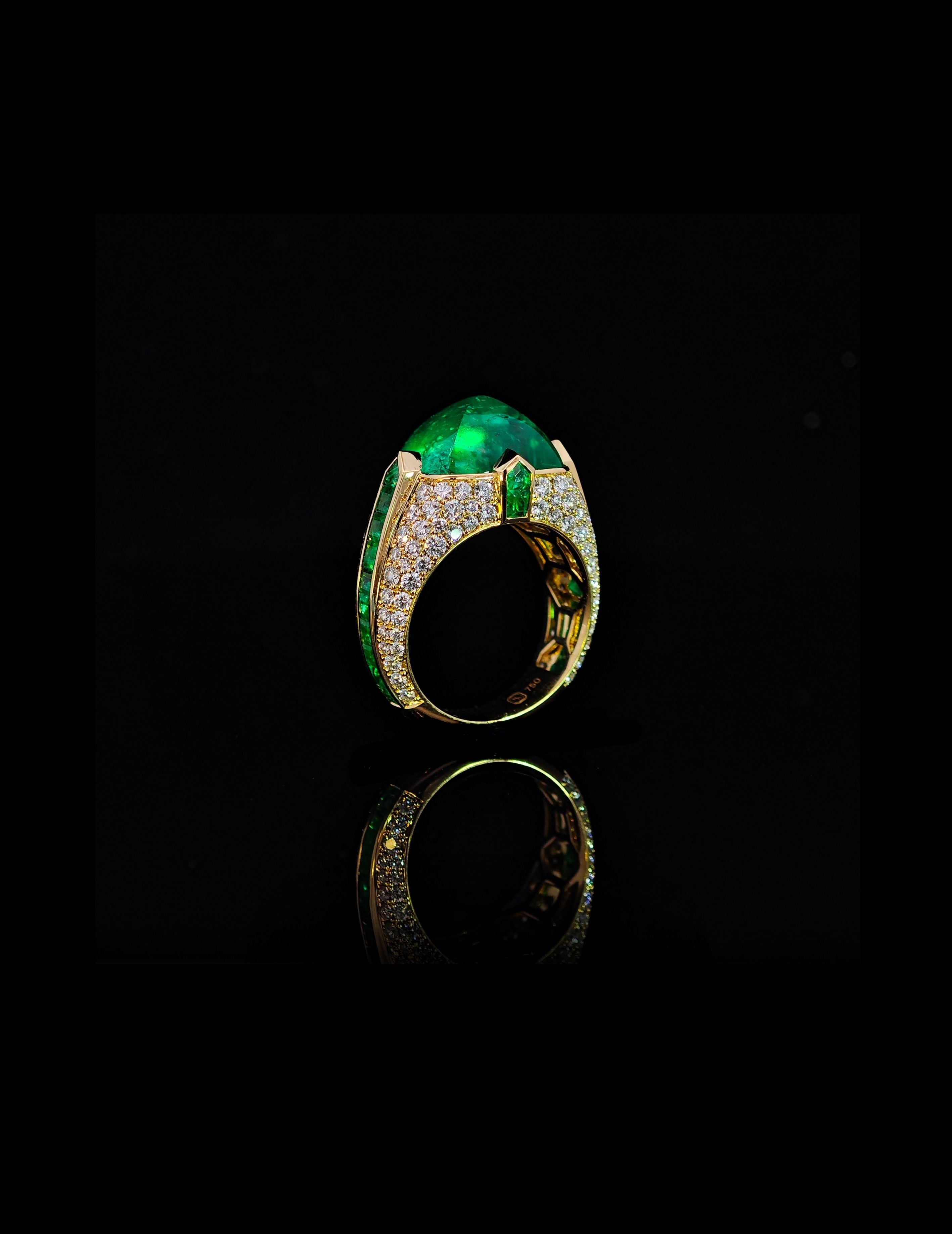 7.46ct Sugarloaf Emerald Cocktail Ring