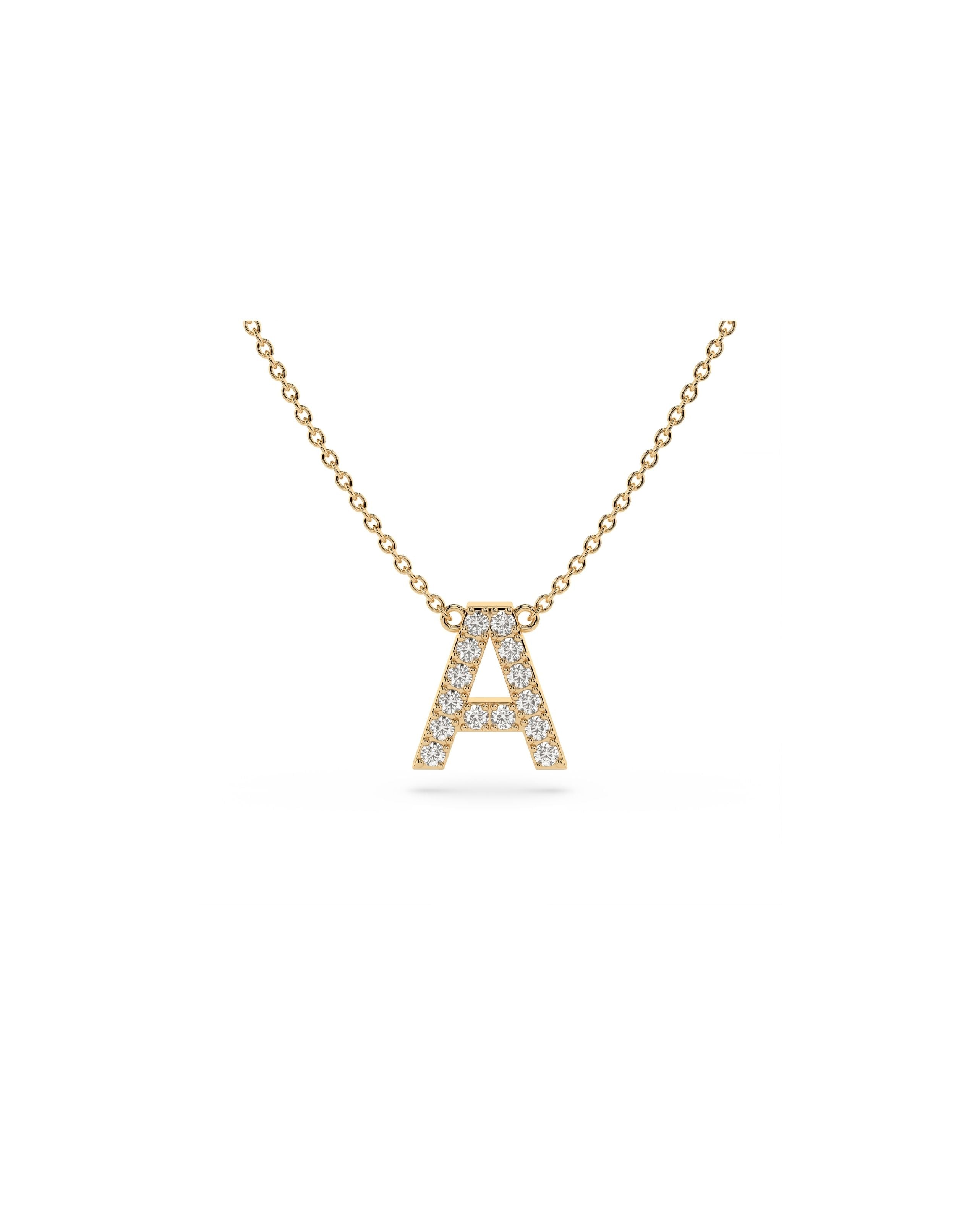 Initial Diamond Necklace in Yellow Gold