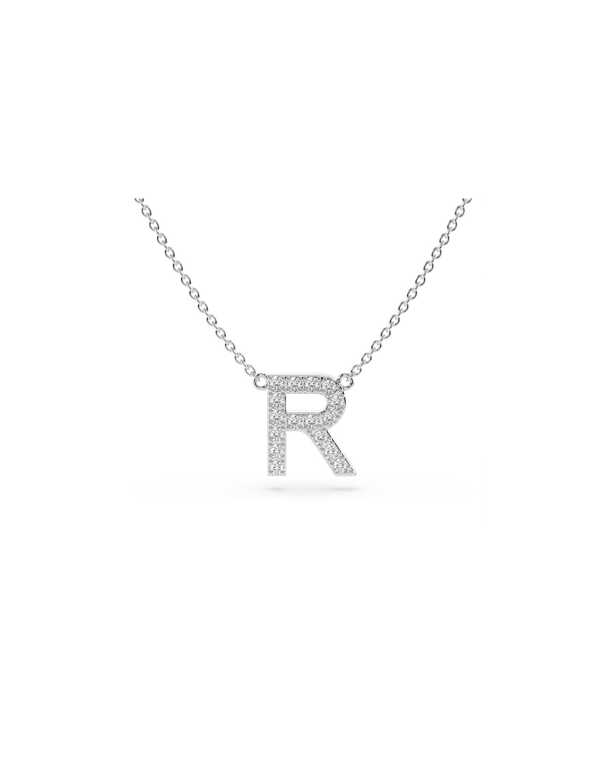 Initial Diamond Necklace in White Gold