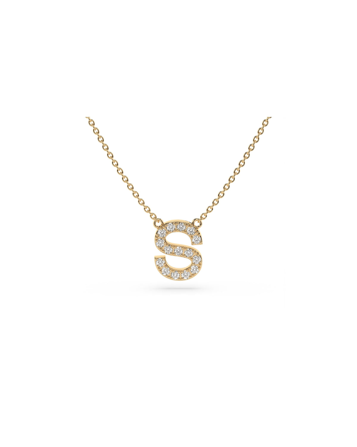 Initial Diamond Necklace in Yellow Gold