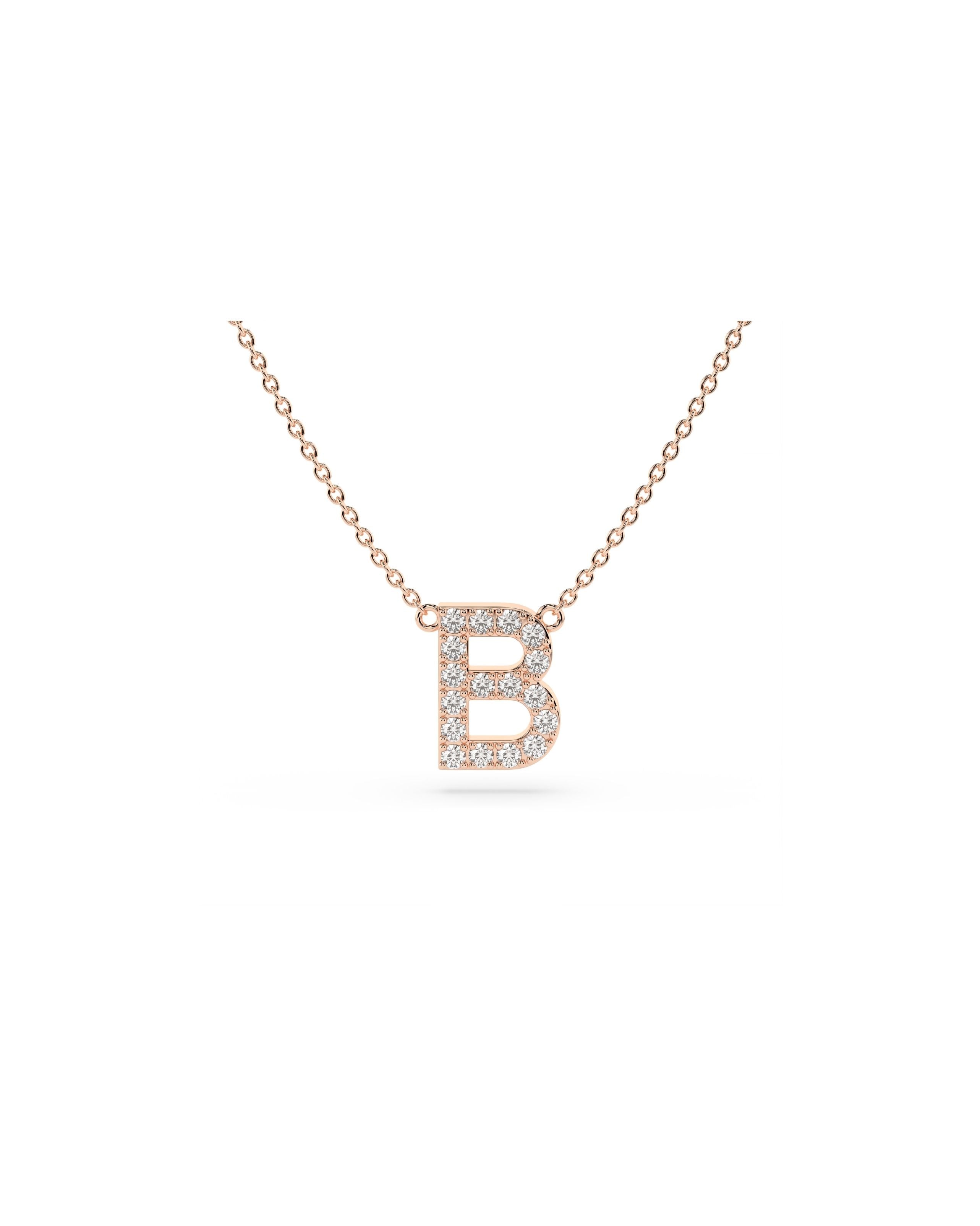 Initial Diamond Necklace in Rose Gold