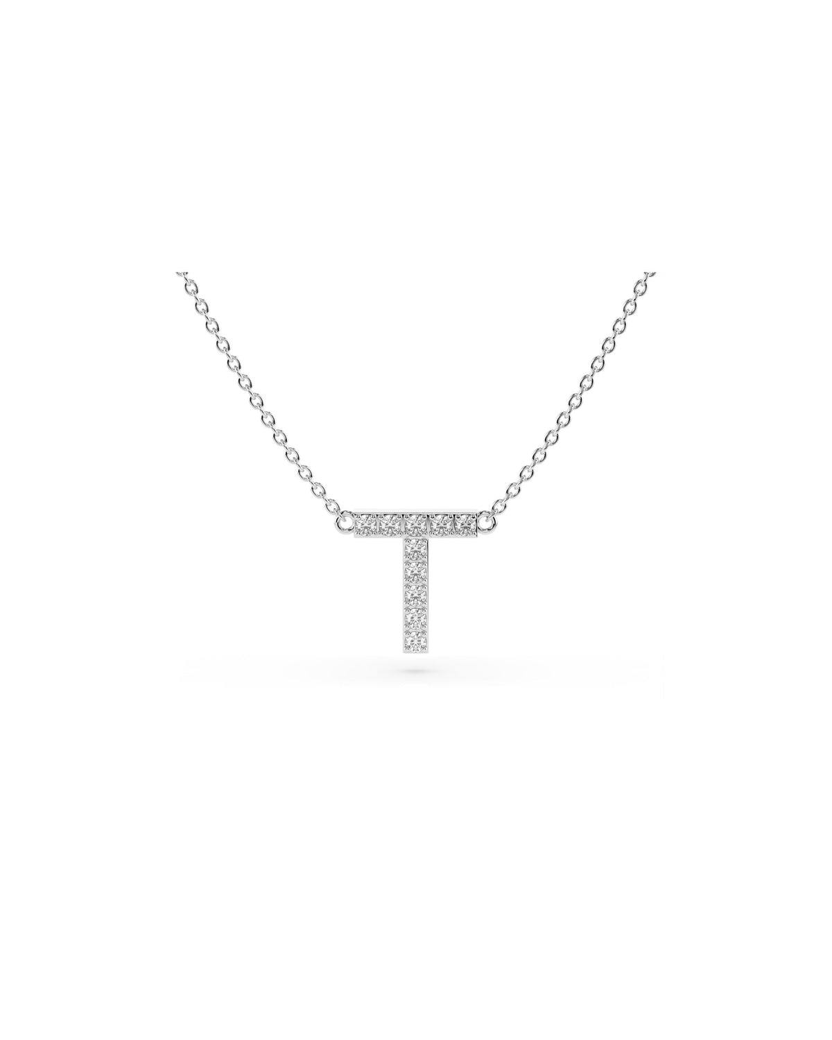 Initial Diamond Necklace in White Gold
