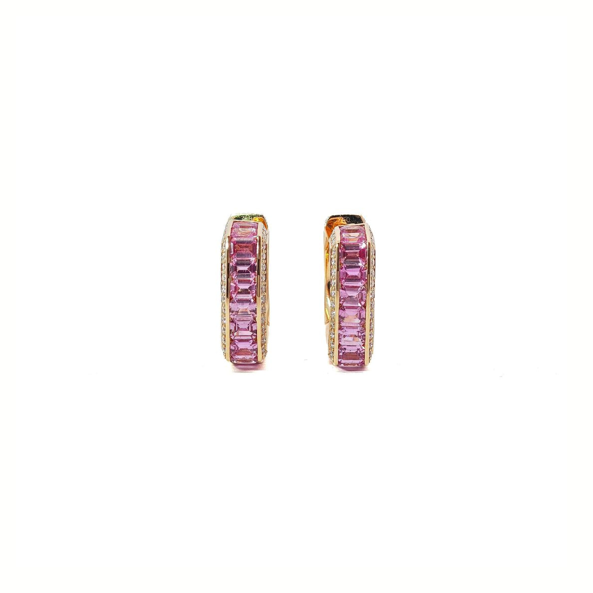 Pink Sapphire Squared Earring