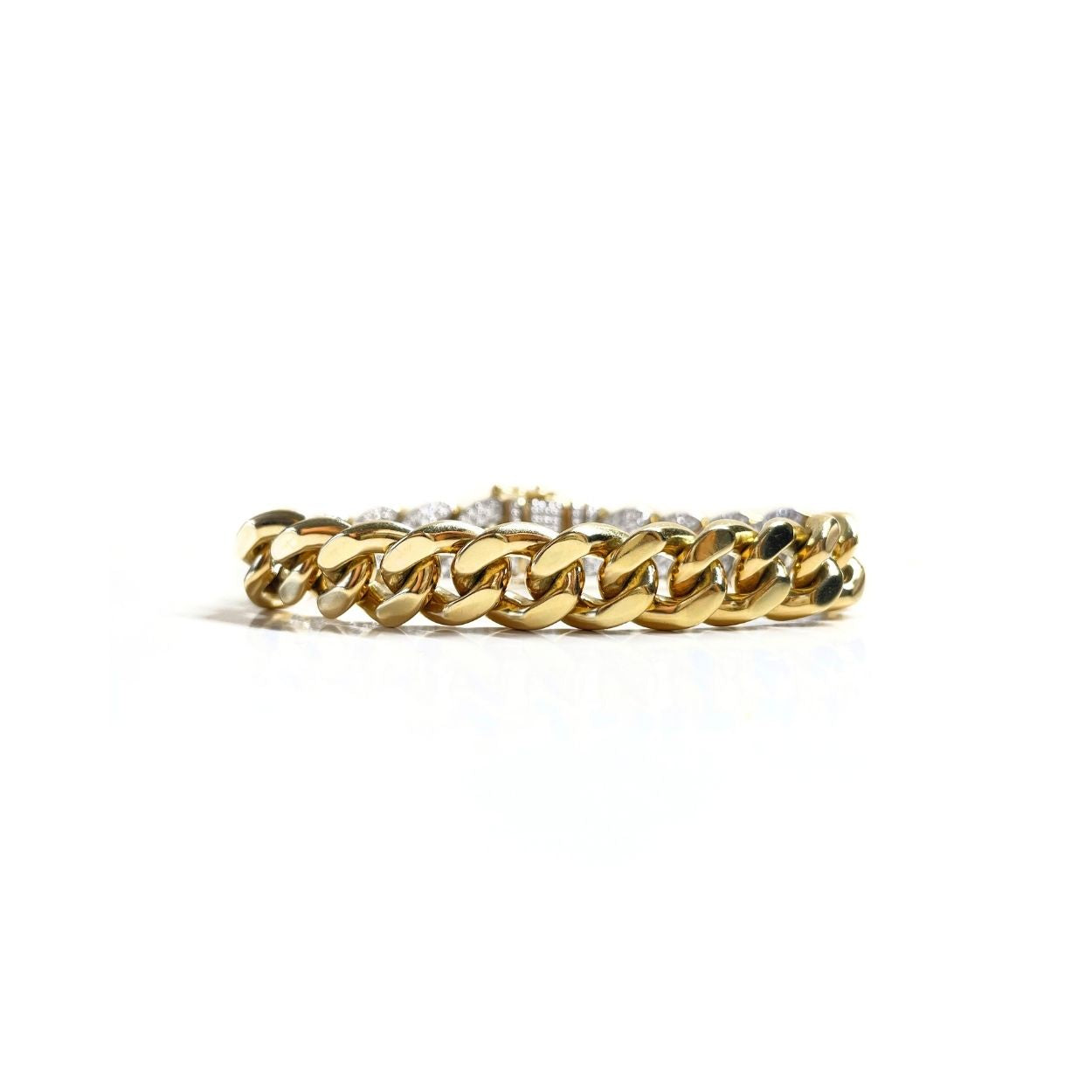 Diamond Curb Gold Chain Bracelet