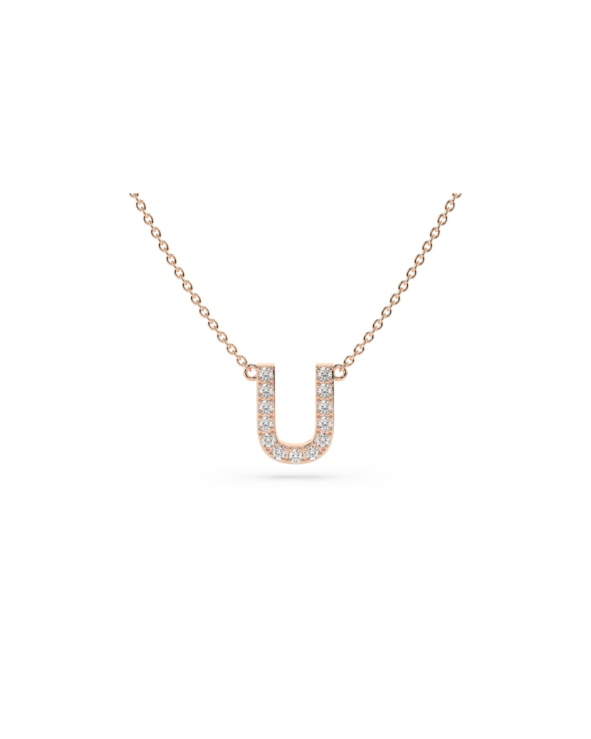 Initial Diamond Necklace in Rose Gold