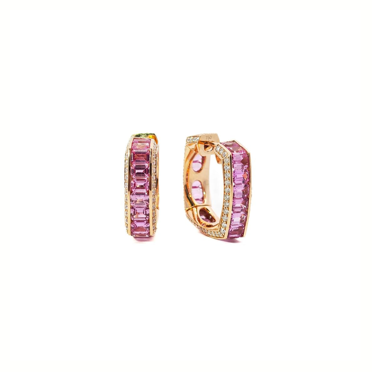 Pink Sapphire Squared Earring