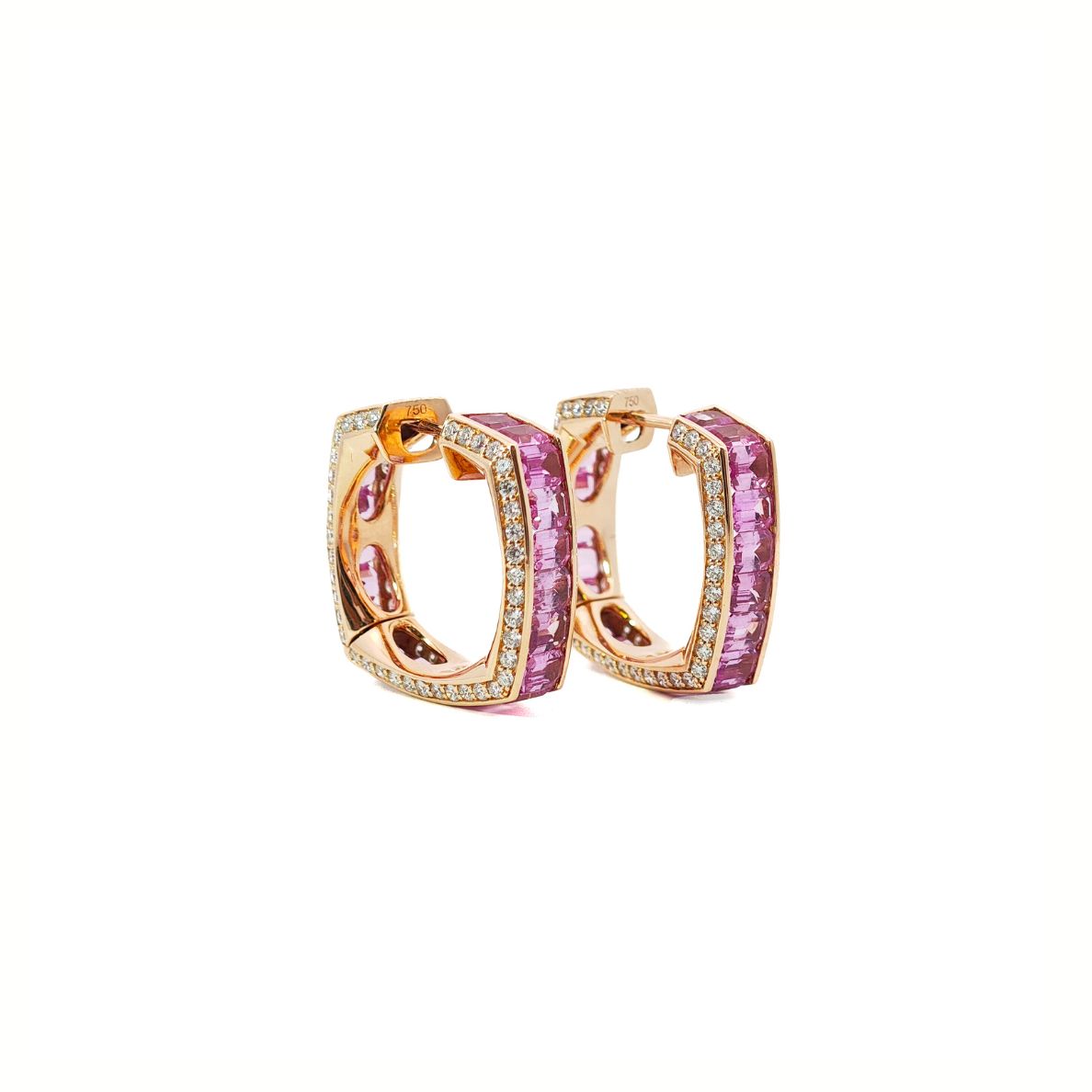 Pink Sapphire Squared Earring