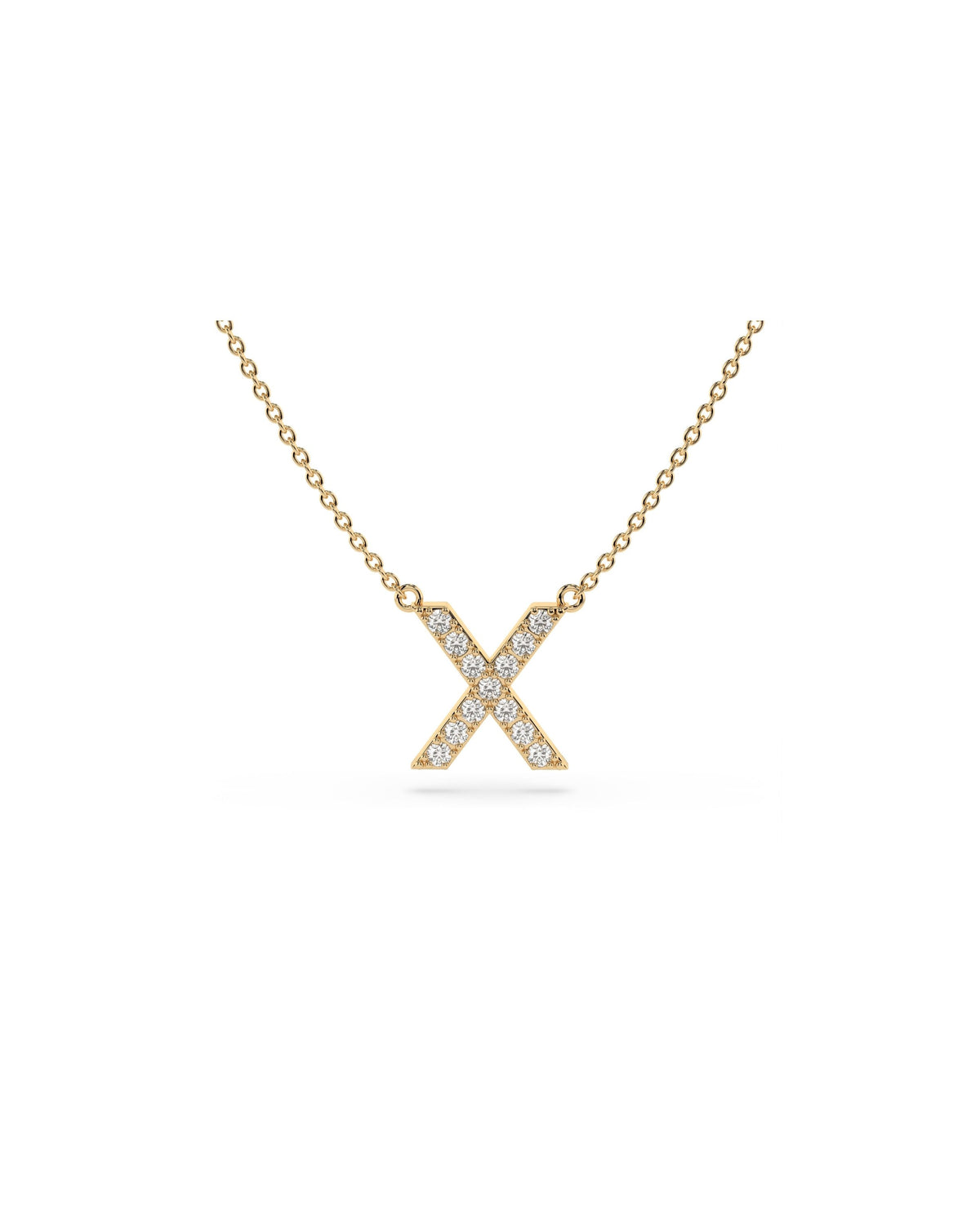 Initial Diamond Necklace in Yellow Gold