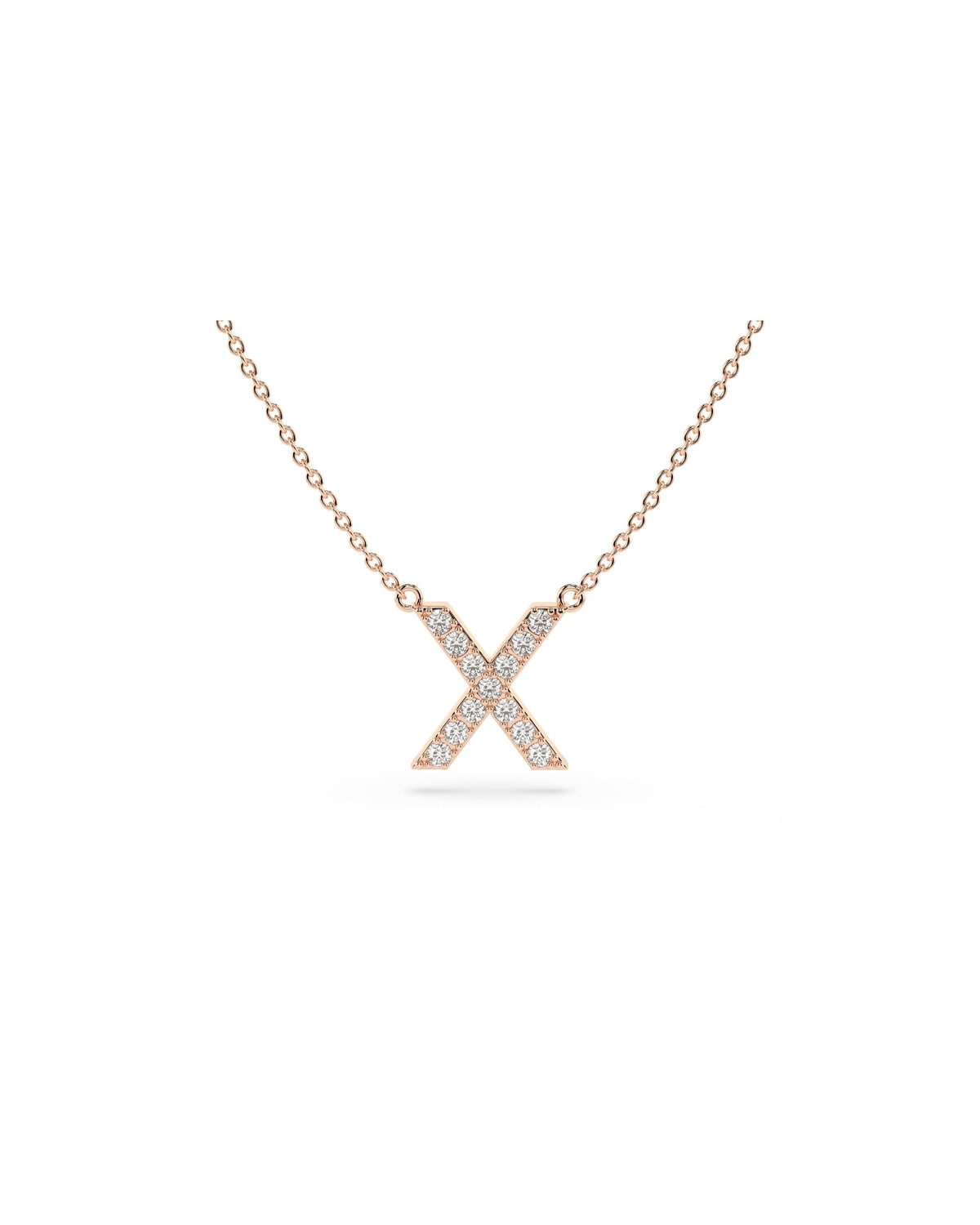 Initial Diamond Necklace in Rose Gold