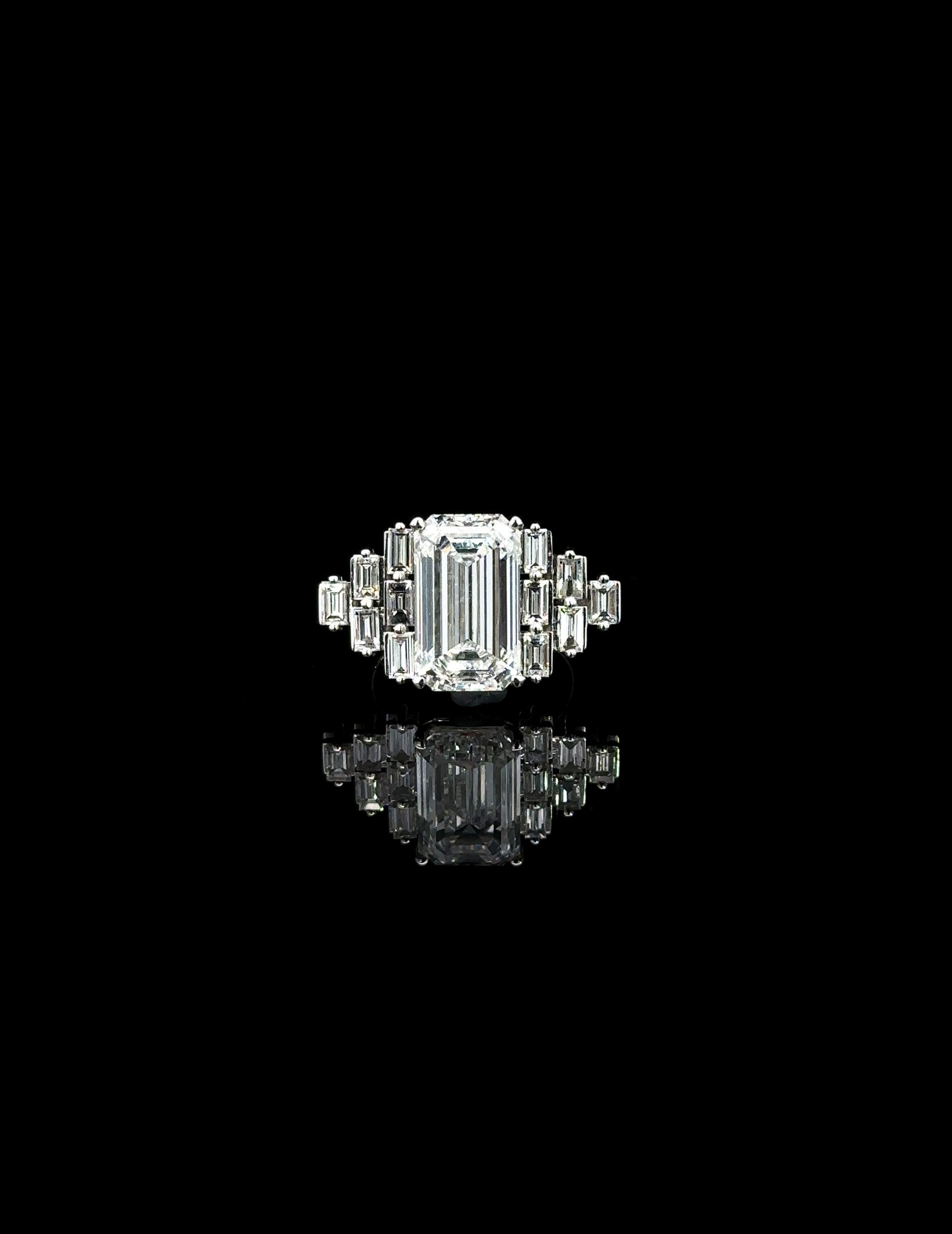 Emerald Step Diamond Ring