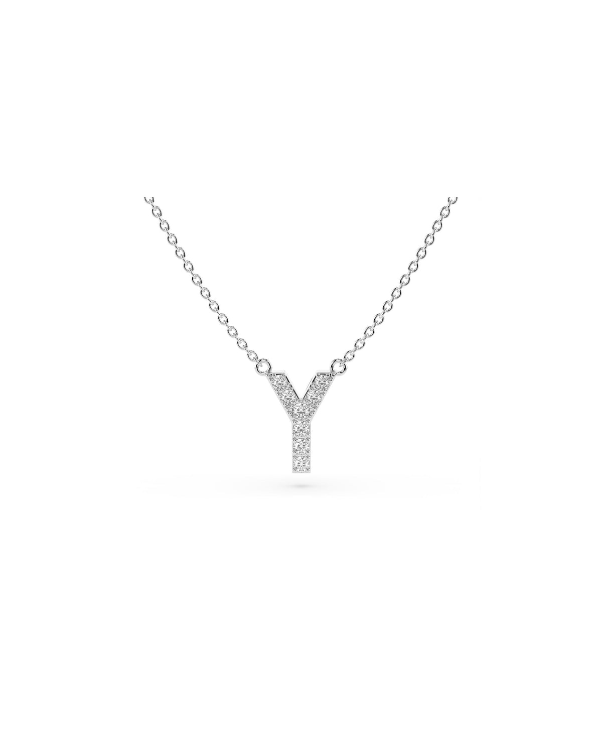 Initial Diamond Necklace in White Gold