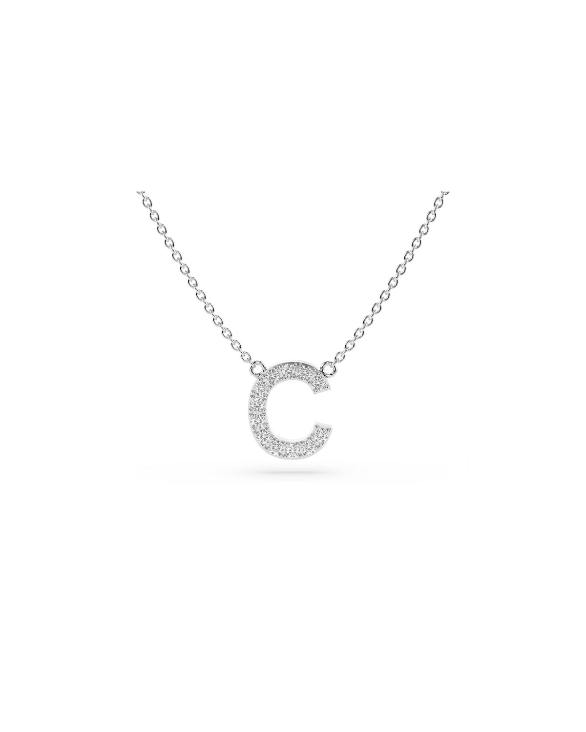 Initial Diamond Necklace in White Gold