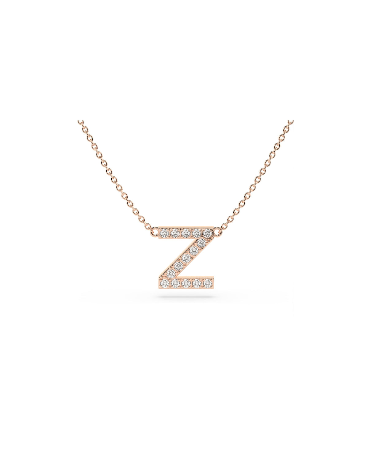 Initial Diamond Necklace in Rose Gold