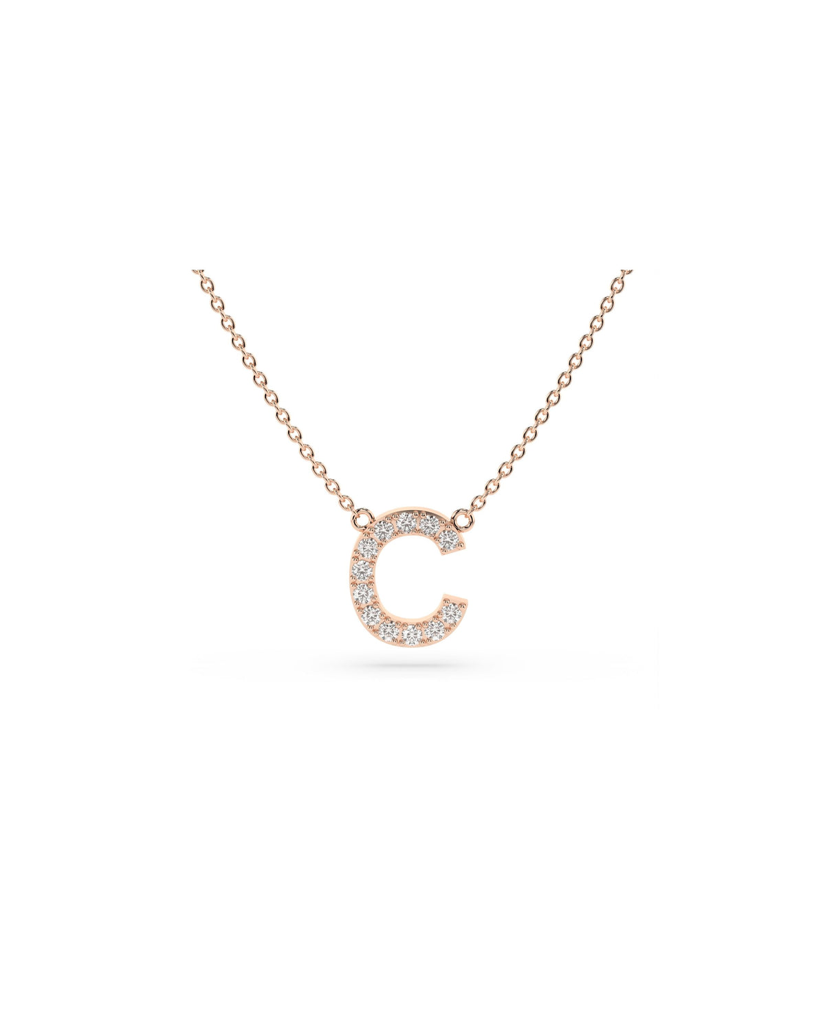 Initial Diamond Necklace in Rose Gold