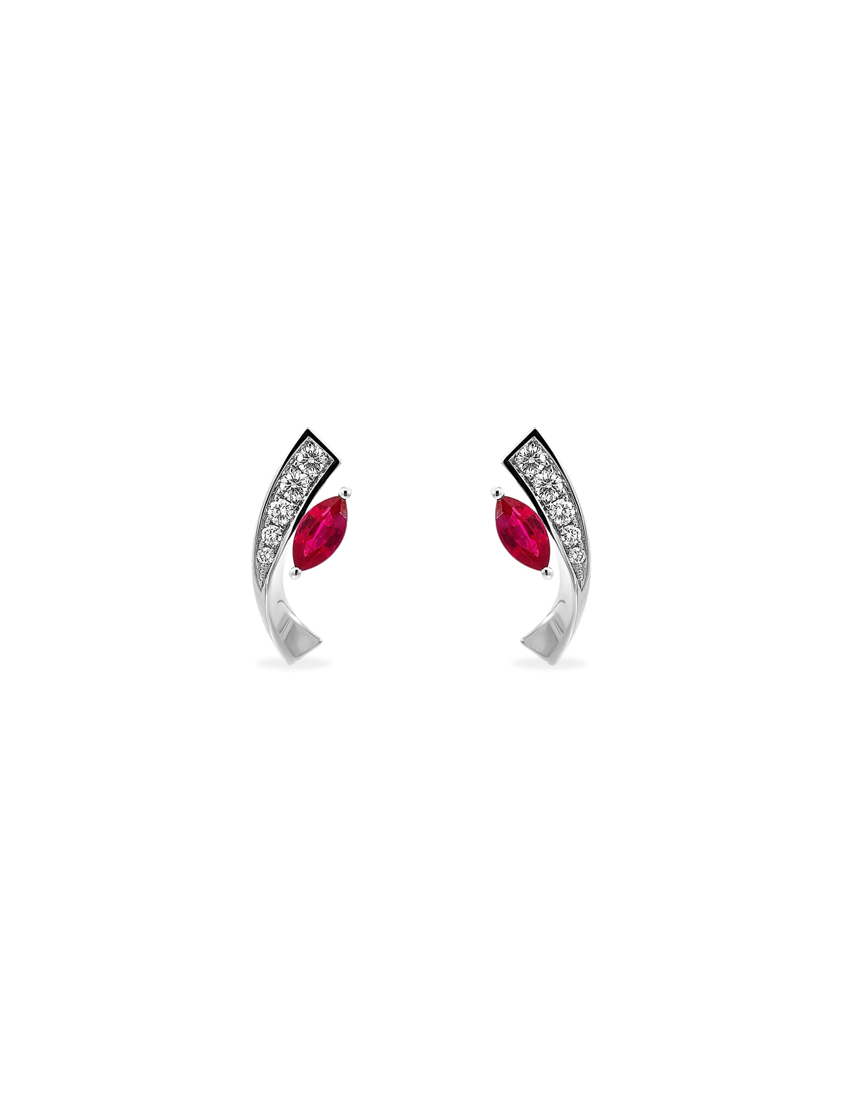 Marquise Ruby Diamond Earring