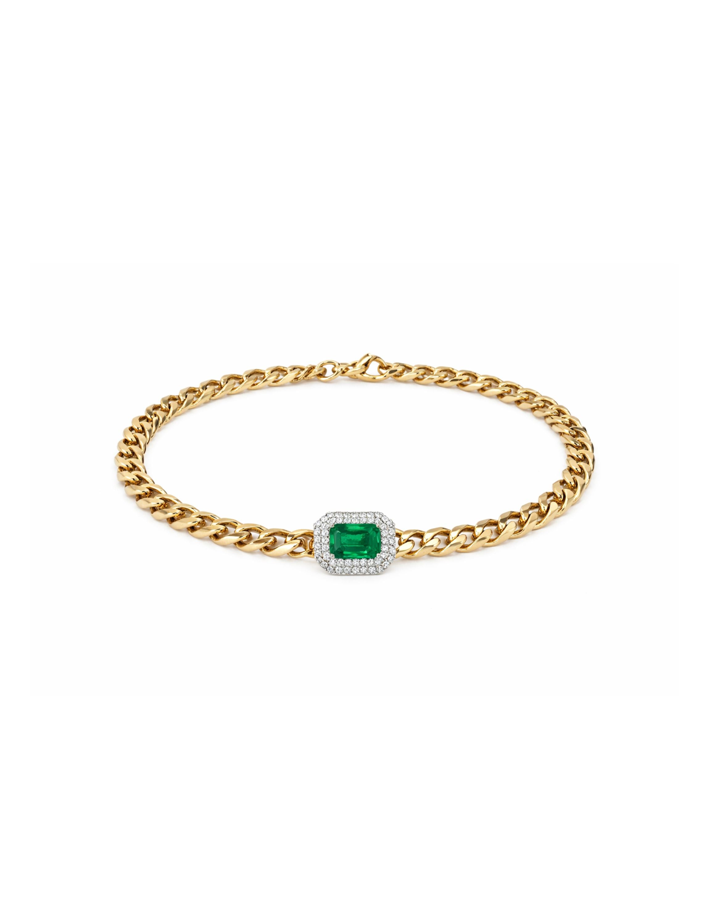 Emerald Cuban Chain Bracelet