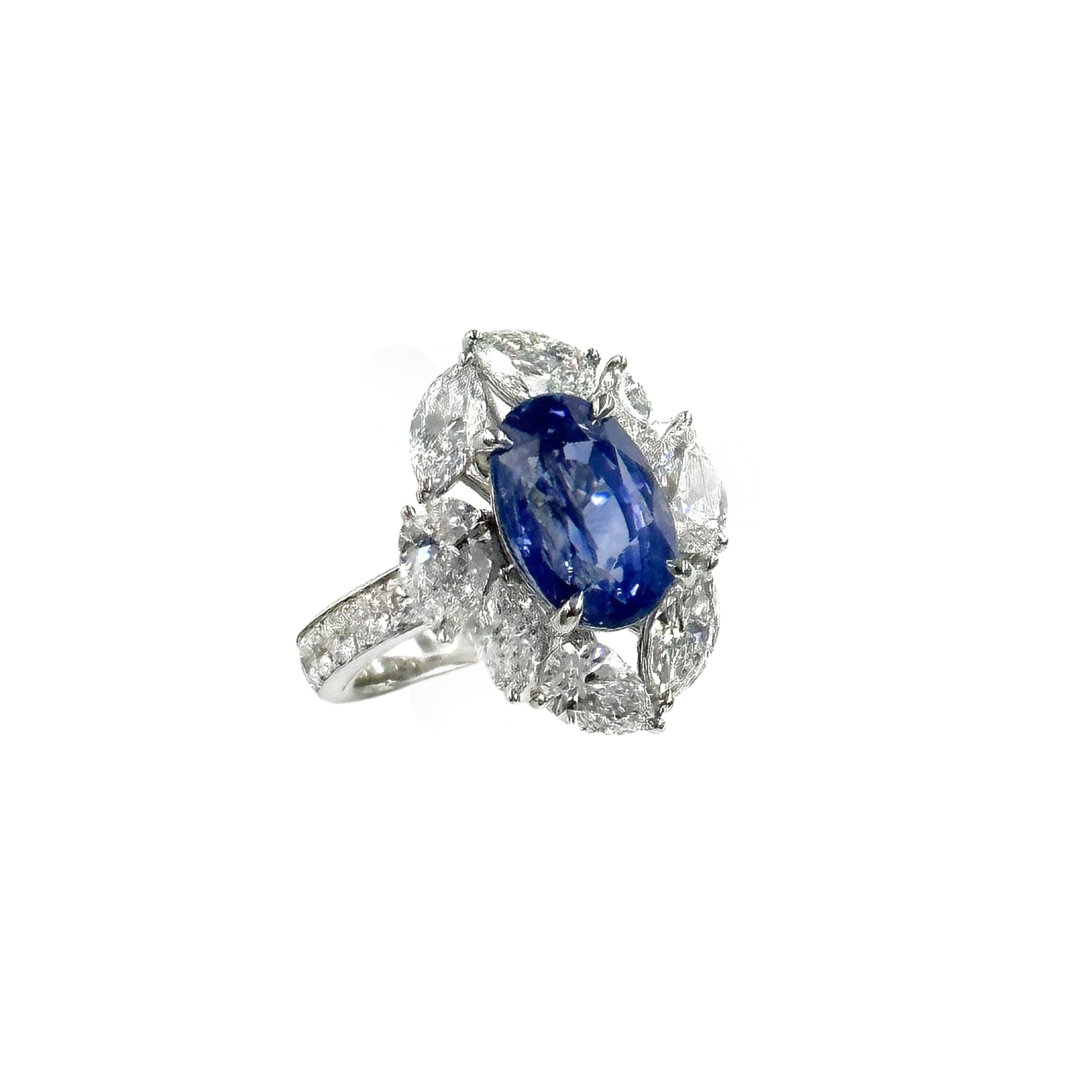 5.10 ct Cornflower Oval Blue Sapphire