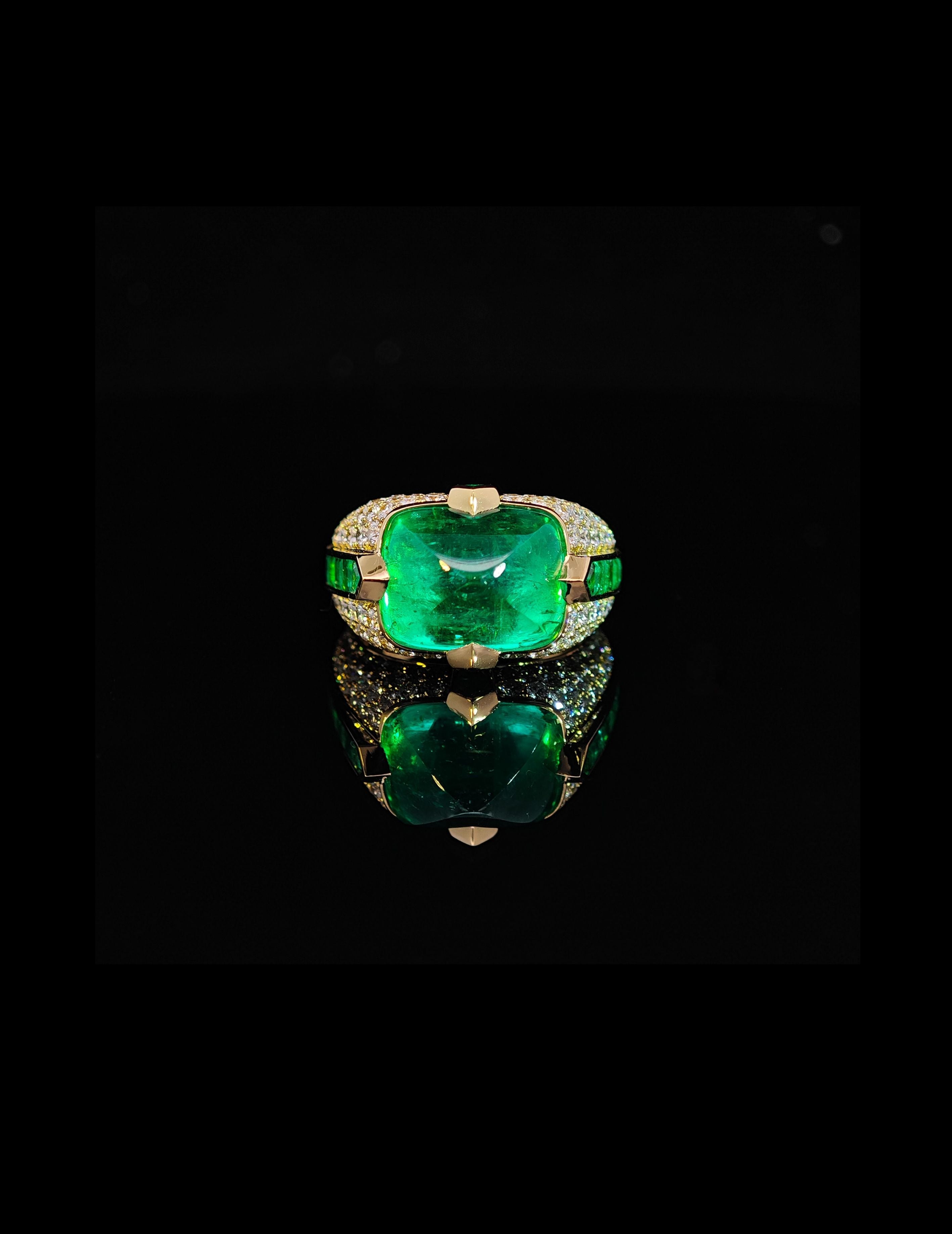 7.46ct Sugarloaf Emerald Cocktail Ring