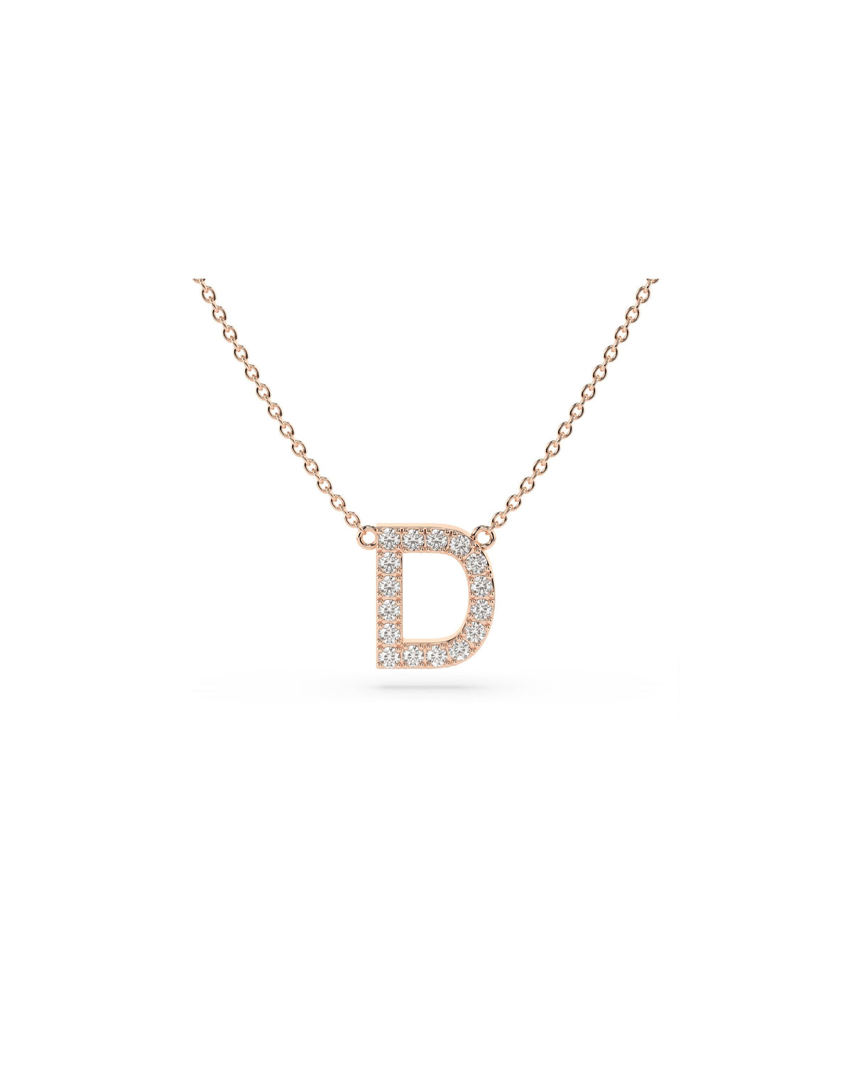 Initial Diamond Necklace in Rose Gold