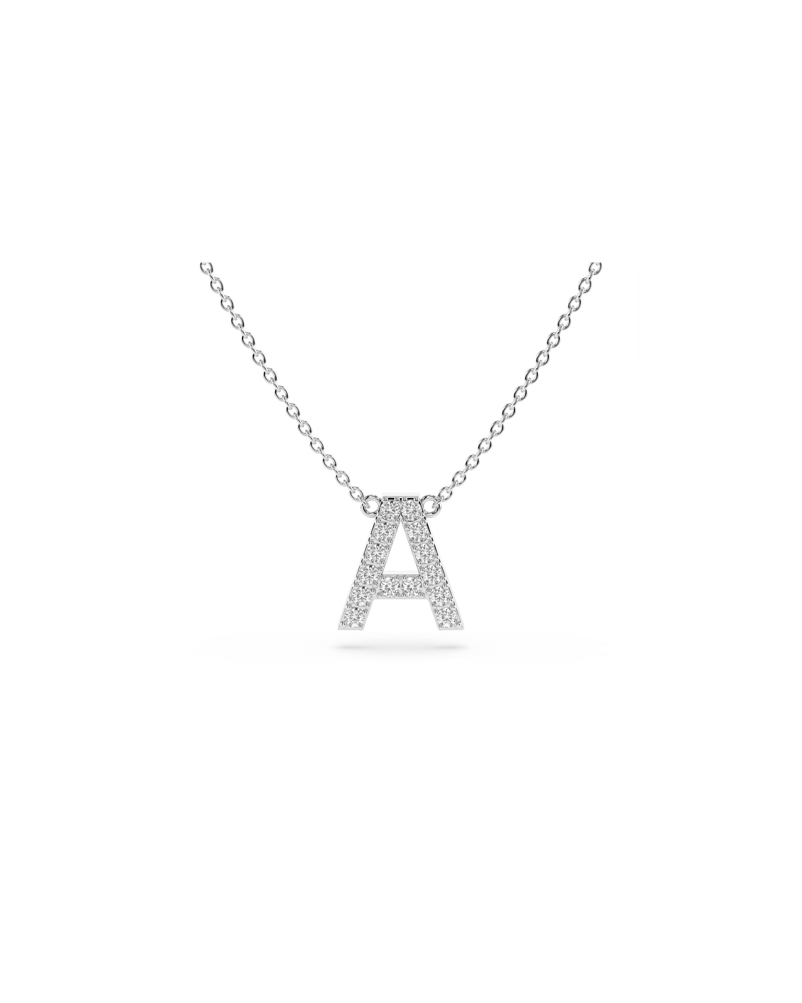 Initial Diamond Necklace in White Gold