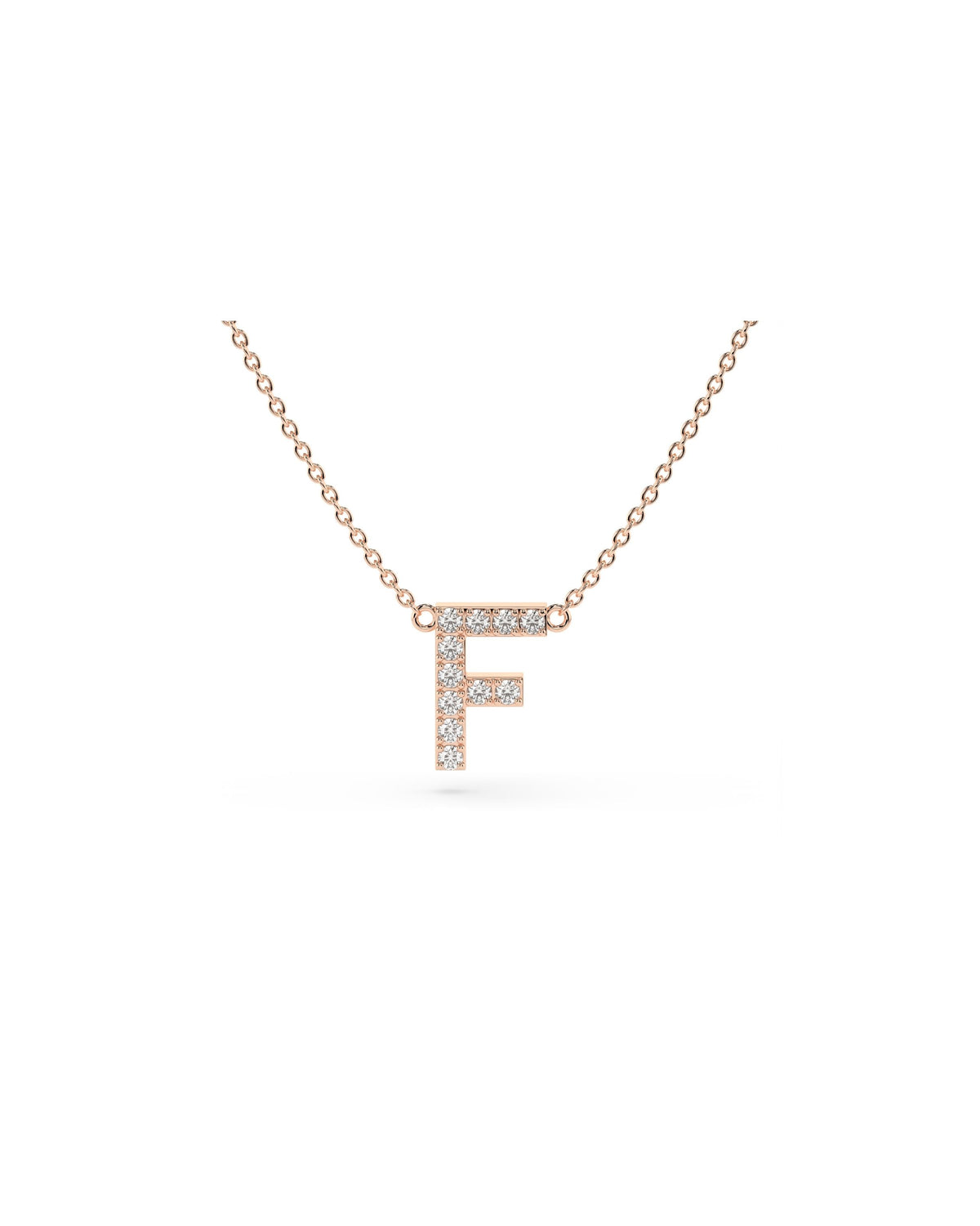 Initial Diamond Necklace in Rose Gold