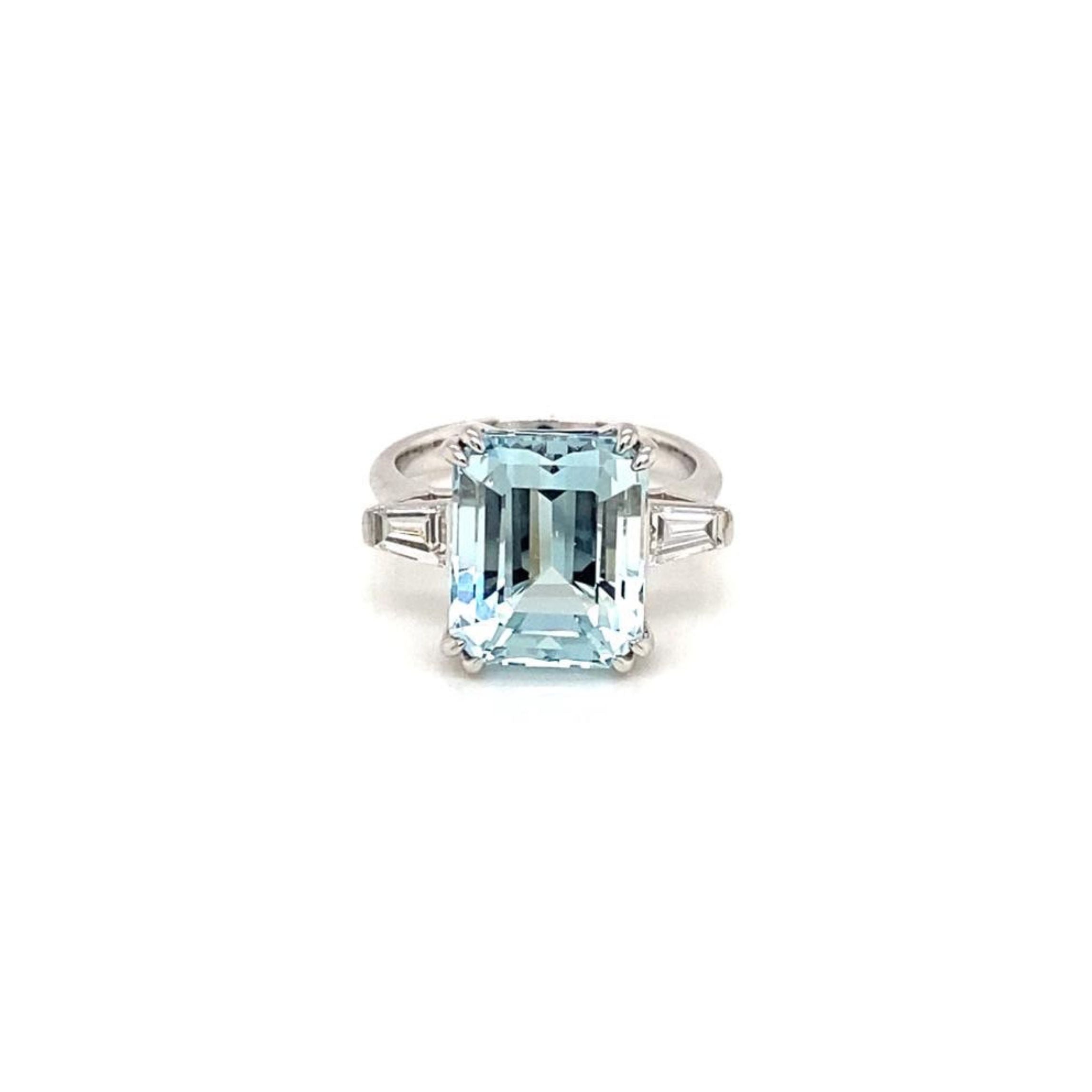 5.30 Aquamarine Emerald Cut Ring