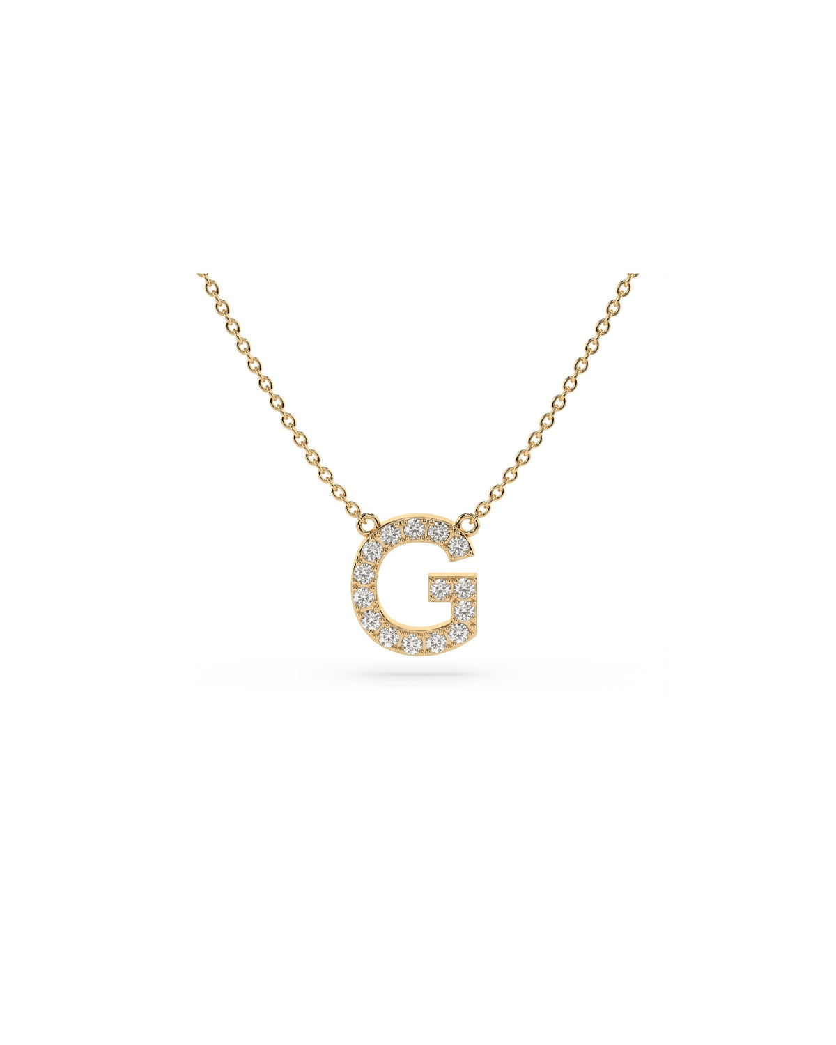 Initial Diamond Necklace in Yellow Gold
