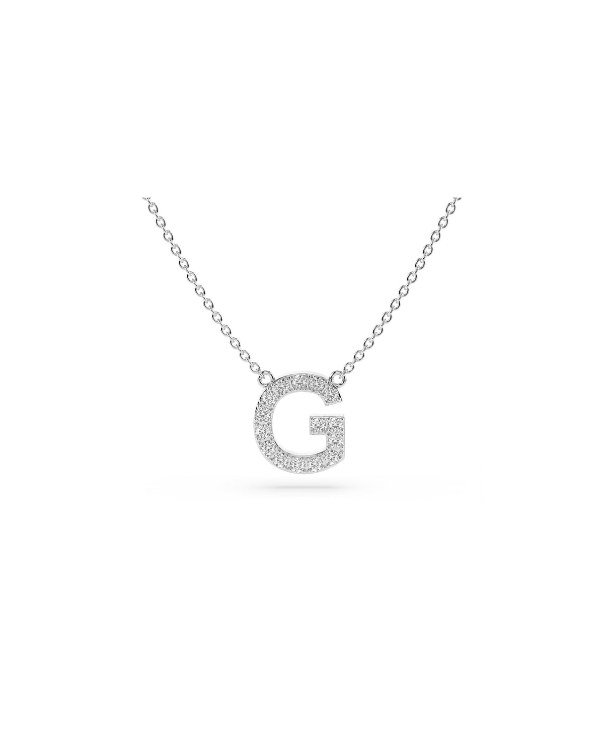 Initial Diamond Necklace in White Gold