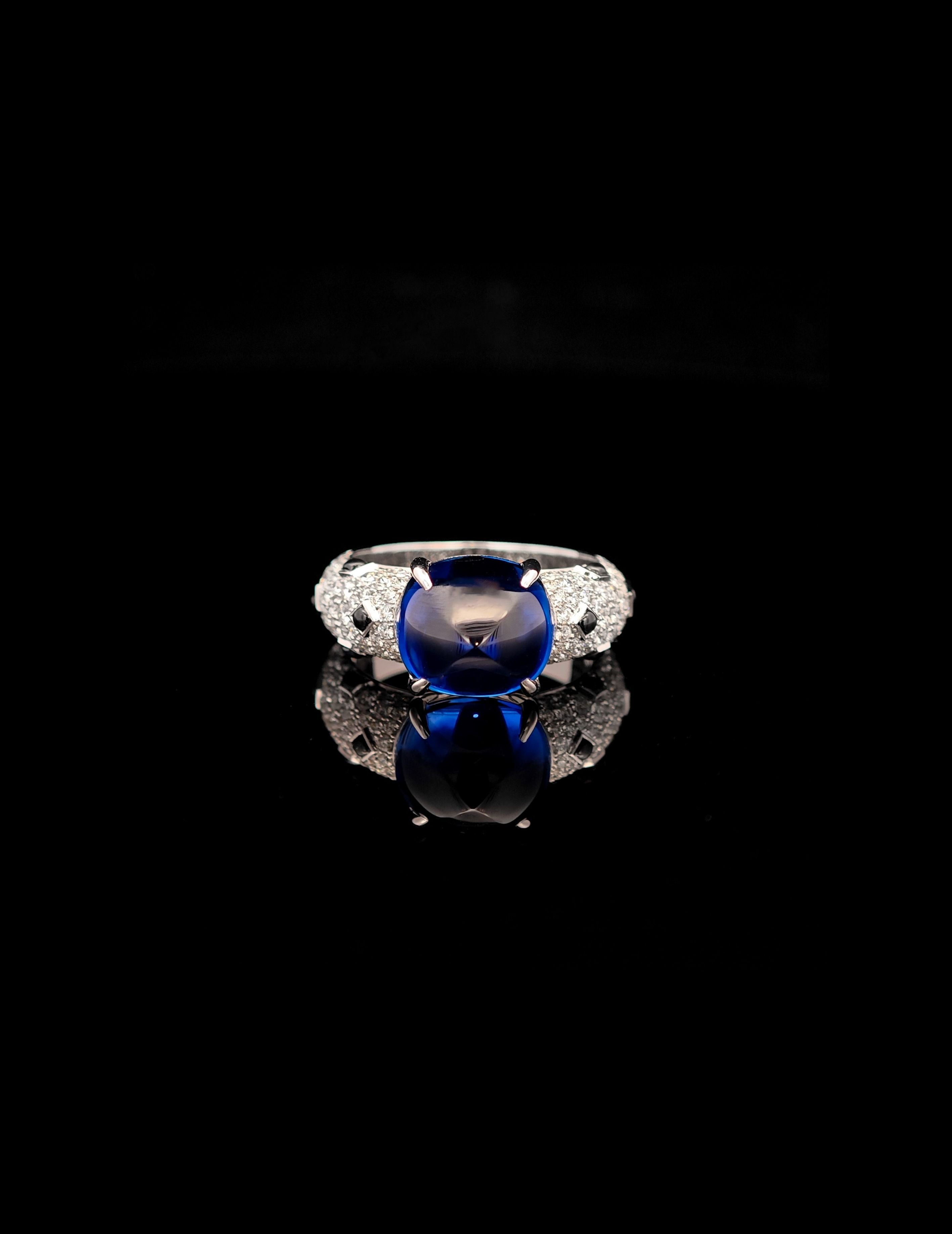 6.70ct Sugarloaf Sapphire Cocktail Ring