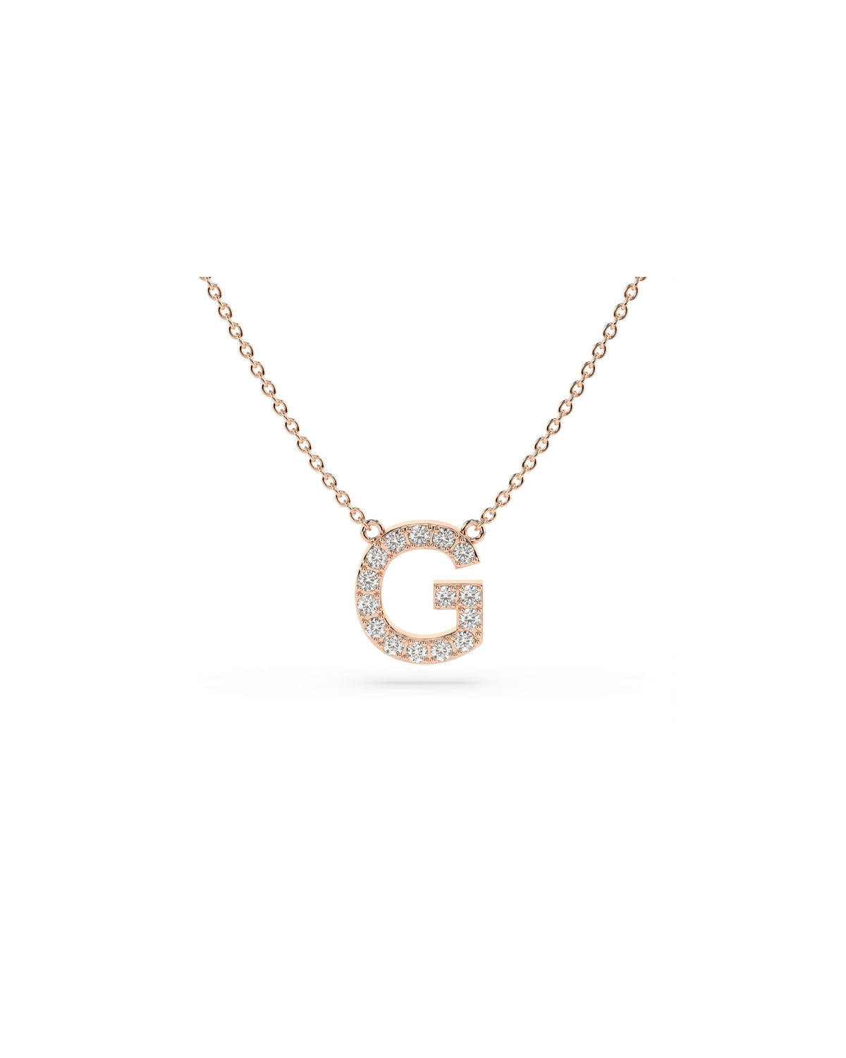 Initial Diamond Necklace in Rose Gold