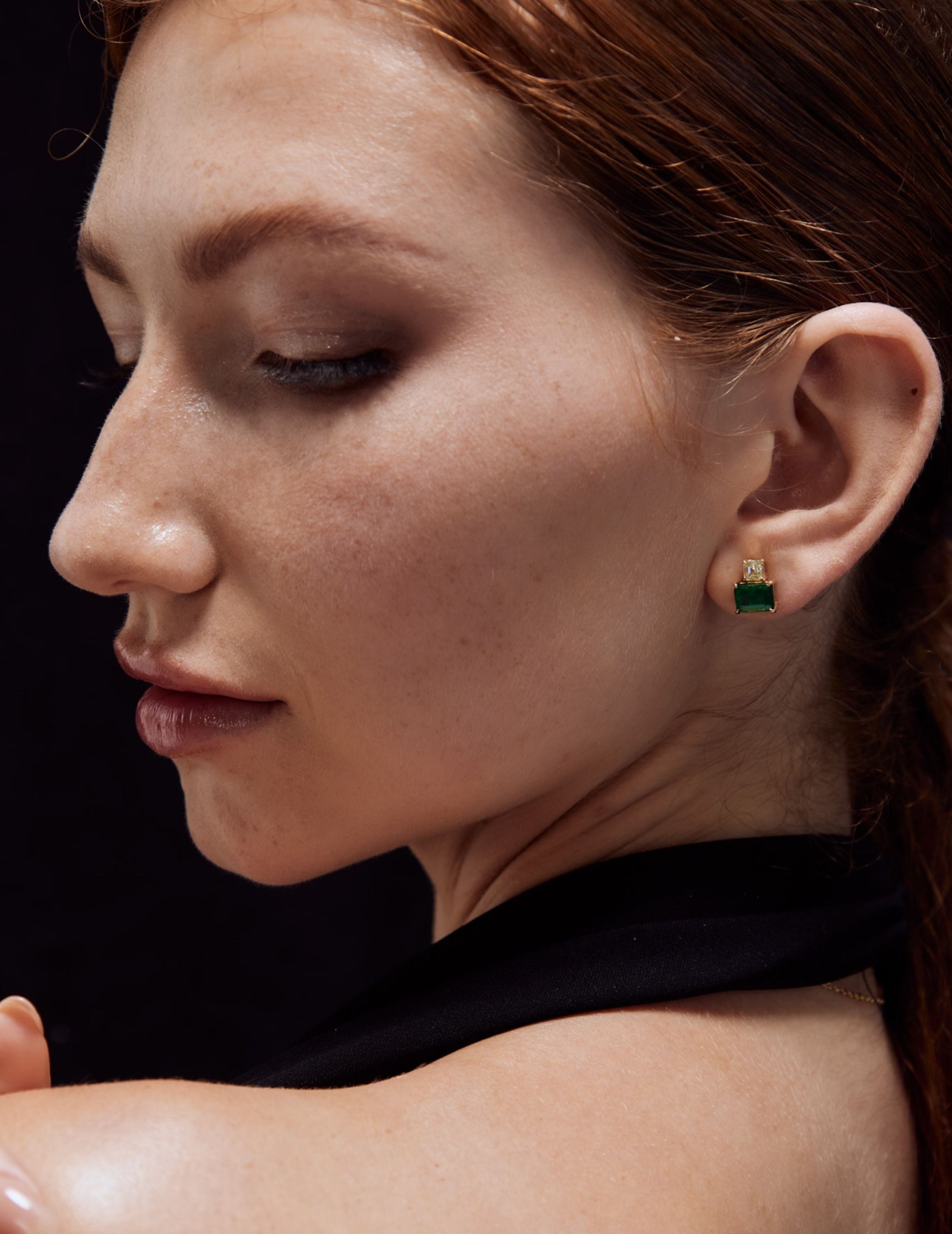 Yellow Diamond and Emerald Earring