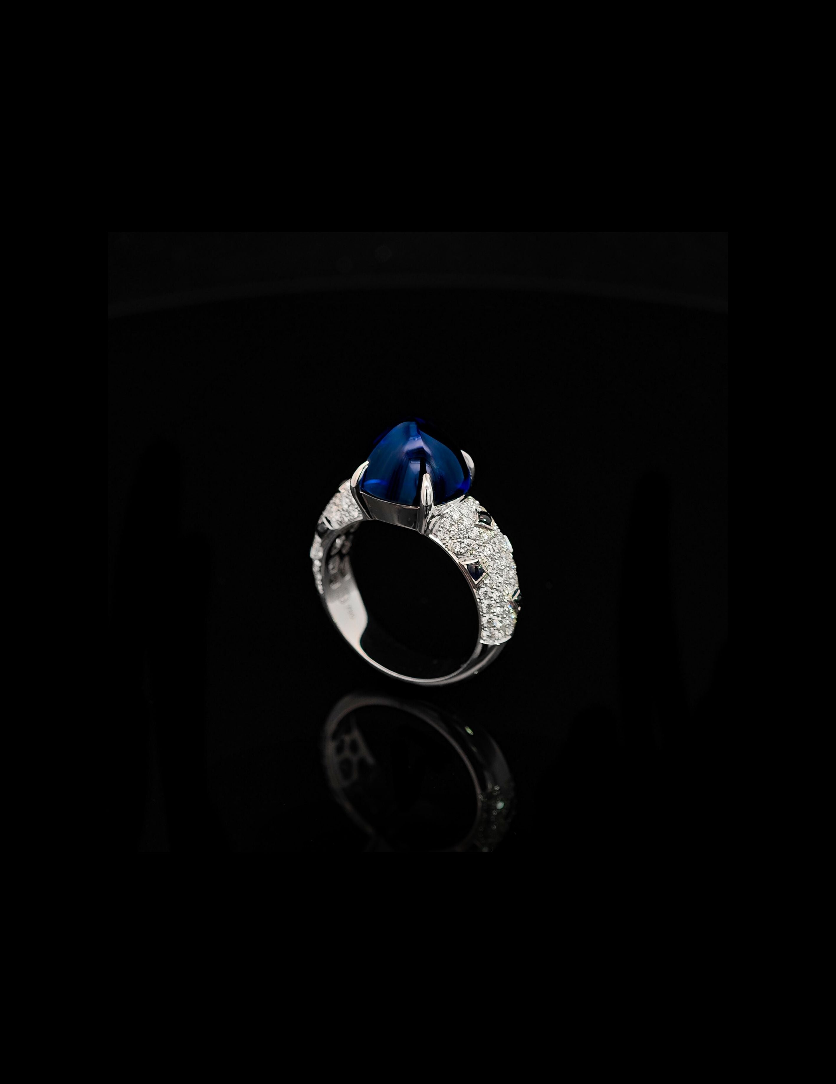 6.70ct Sugarloaf Sapphire Cocktail Ring