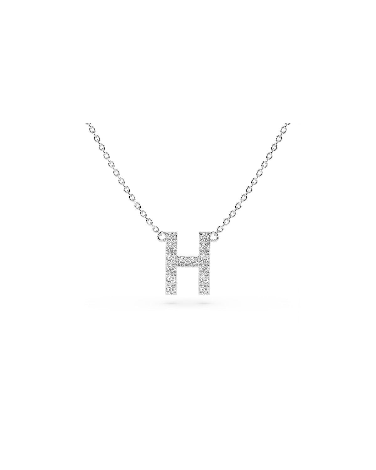 Initial Diamond Necklace in White Gold