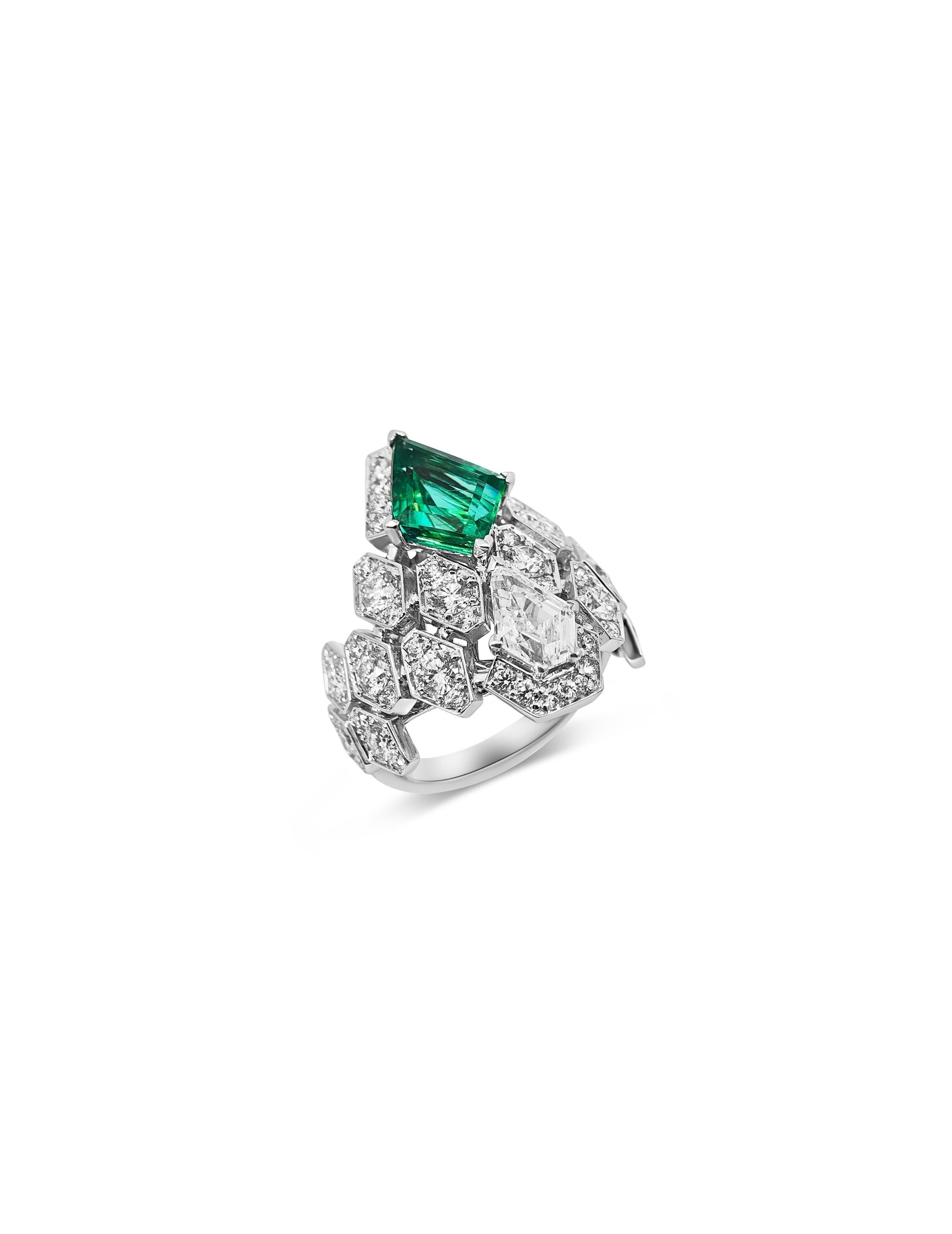 2.45ct Emerald Kite Diamond Ring