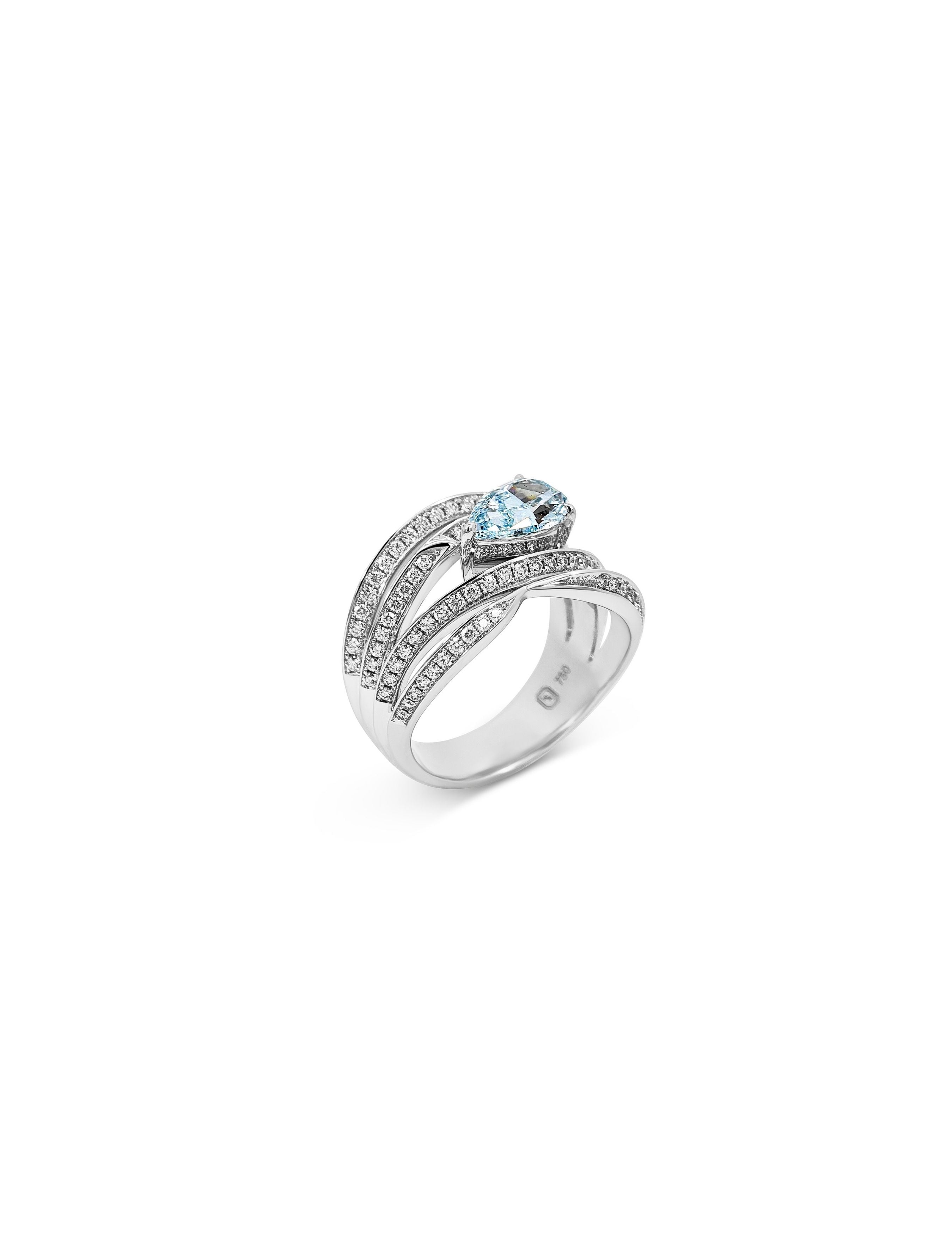 1.186ct Blue Diamond Claw Pave Ring