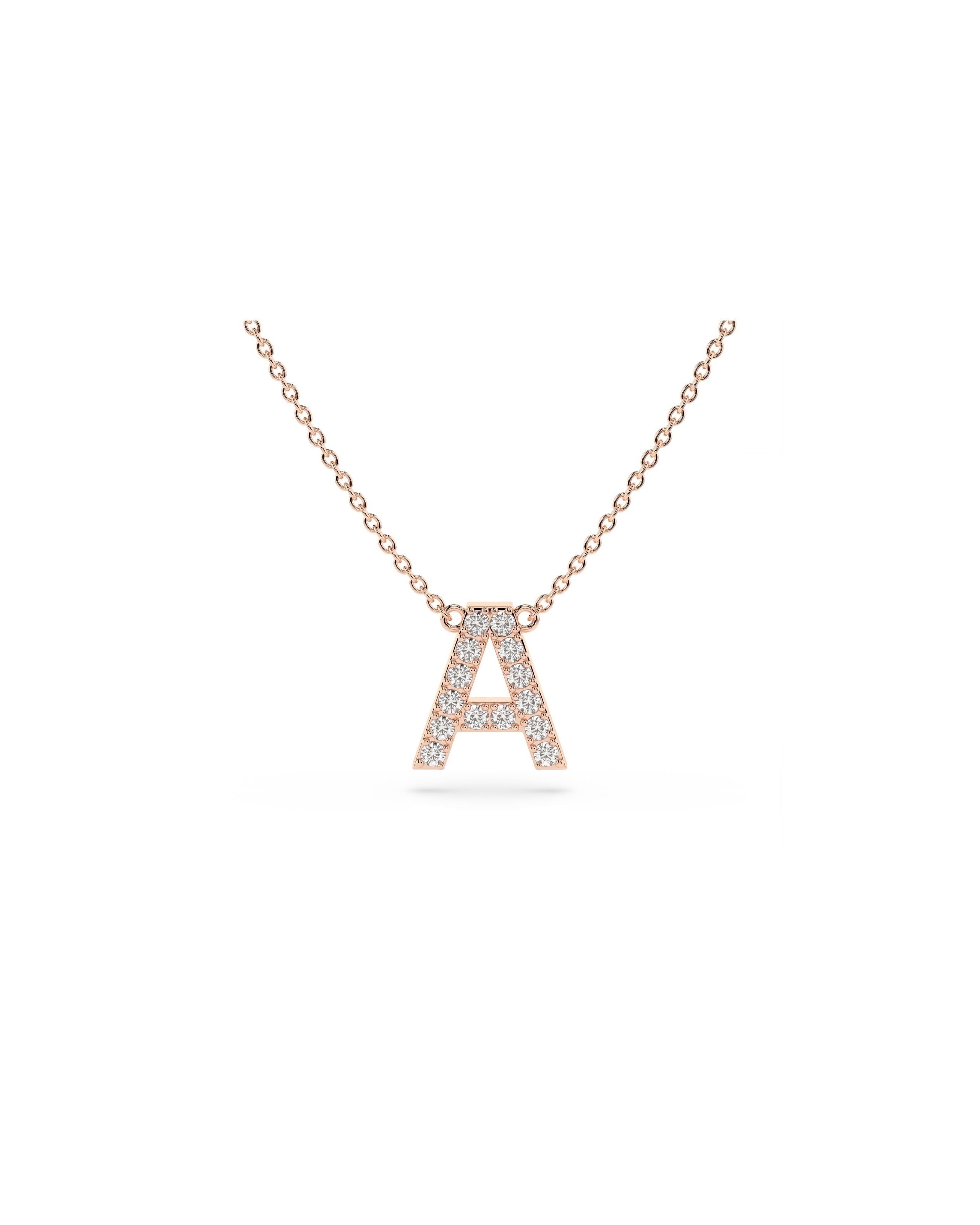 Initial Diamond Necklace in Rose Gold