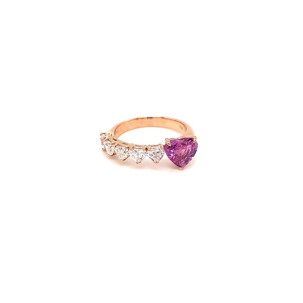 Padparadscha Heart Ring